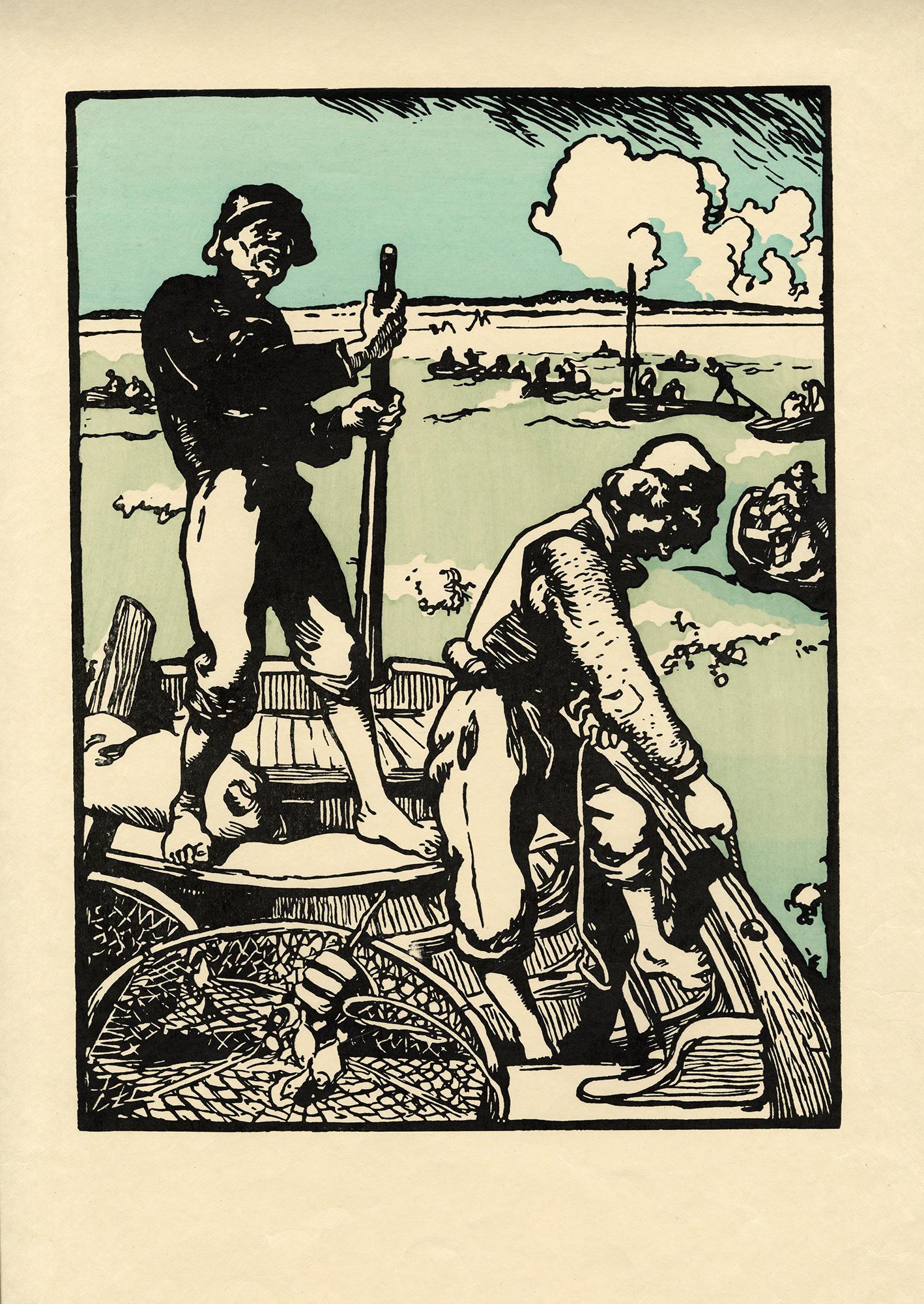 Loups de Mer (shrimpers) - Print by Auguste Lepère