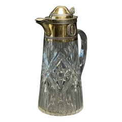 Auguste Leroy & Cie France Gilt 950 Silver Mounted Cut Glass Pitcher, circa 1920
