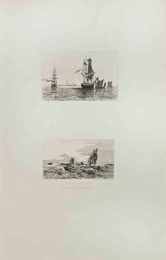 Escadre d
Evolution - Etching by Auguste Longueville - 1865 ca.