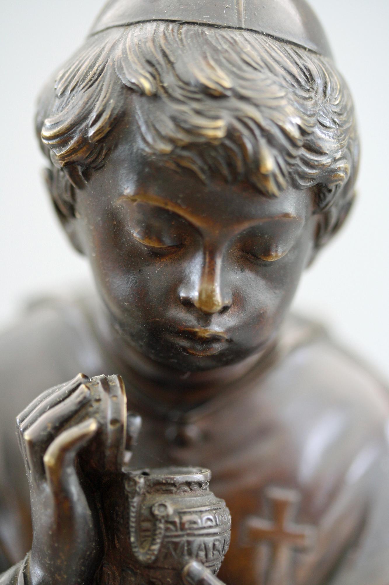Aesthetic Movement Auguste Louis Lalouette French Bronze Figure of a Young Sacristan For Sale