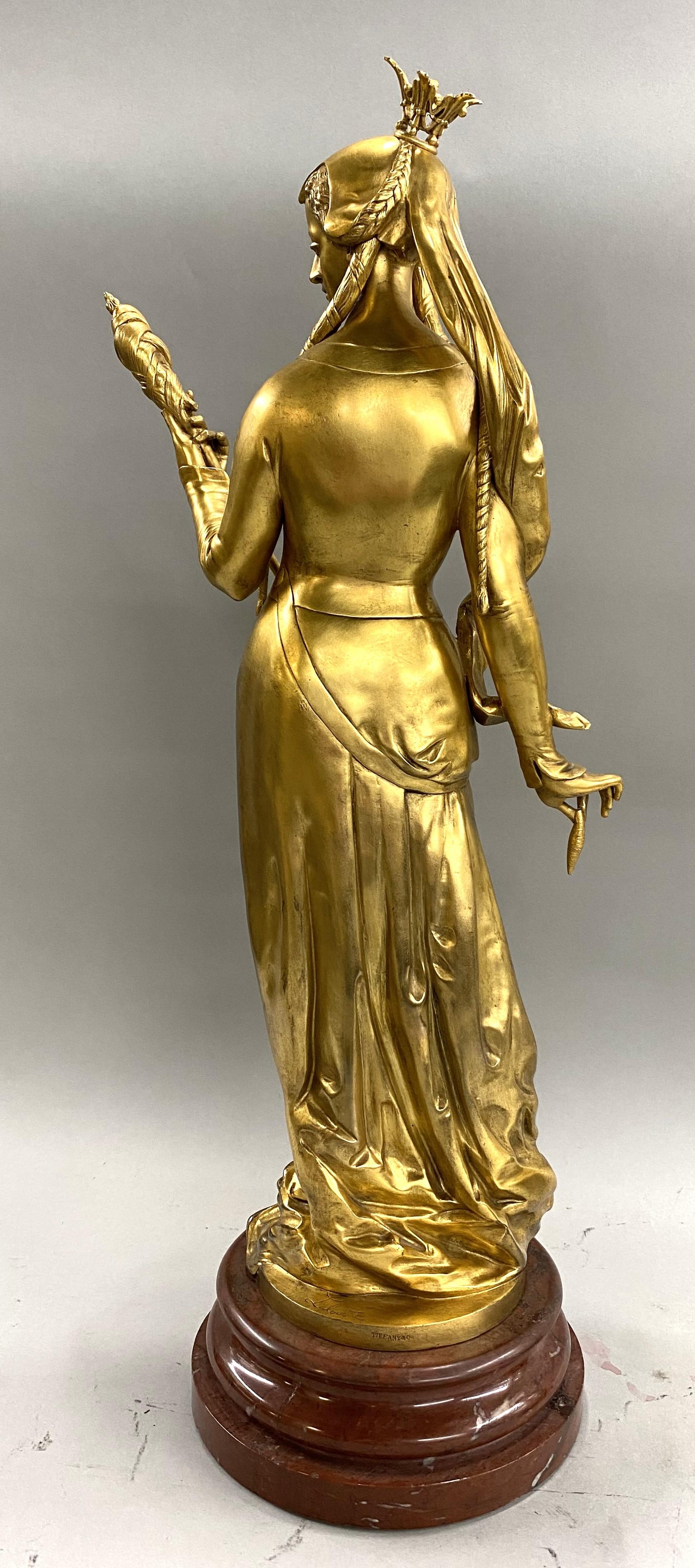 Auguste Louis Lalouette für Tiffany & Co, Paar vergoldete figürliche Bronzen aus dem 19. Jahrhundert, Paar (Gegossen) im Angebot