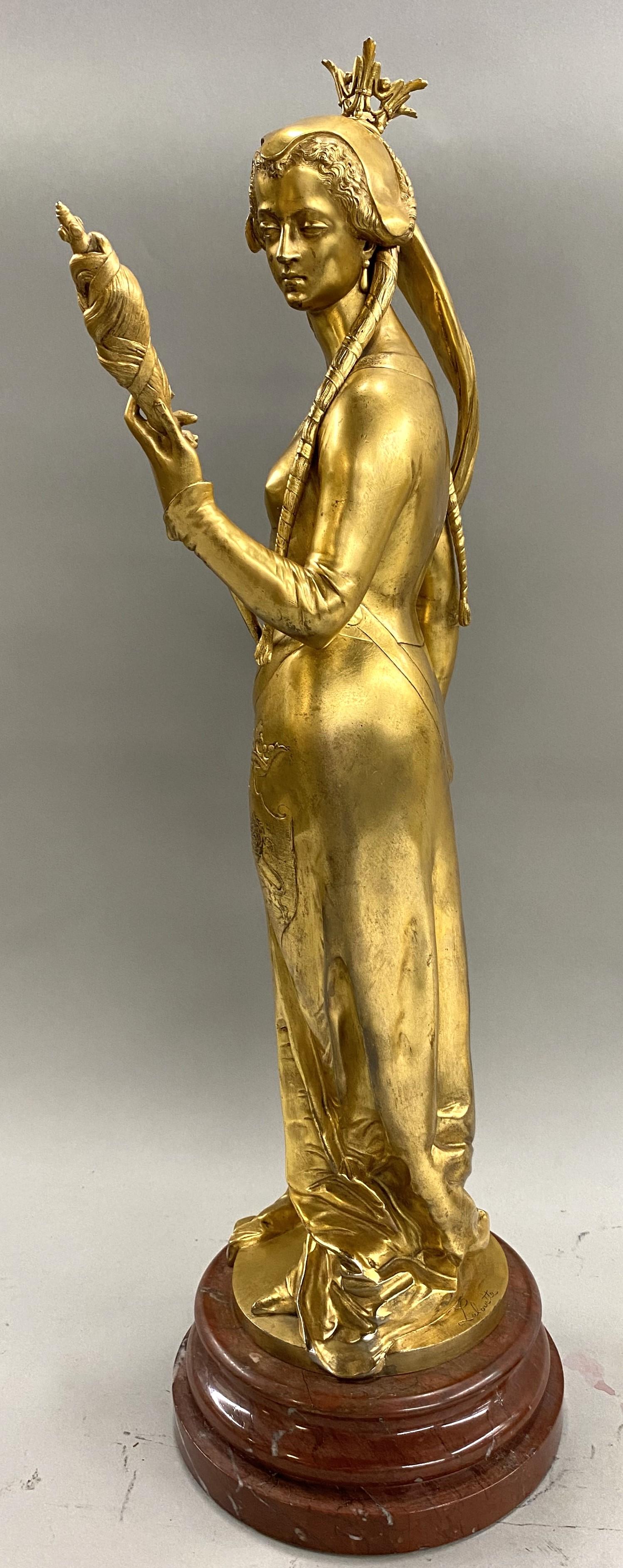 Auguste Louis Lalouette für Tiffany & Co, Paar vergoldete figürliche Bronzen aus dem 19. Jahrhundert, Paar im Zustand „Gut“ im Angebot in Milford, NH