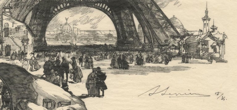 A l'Exposition Universelle: La Tour Eiffel             - Impressionist Print by Auguste Louis Lepère