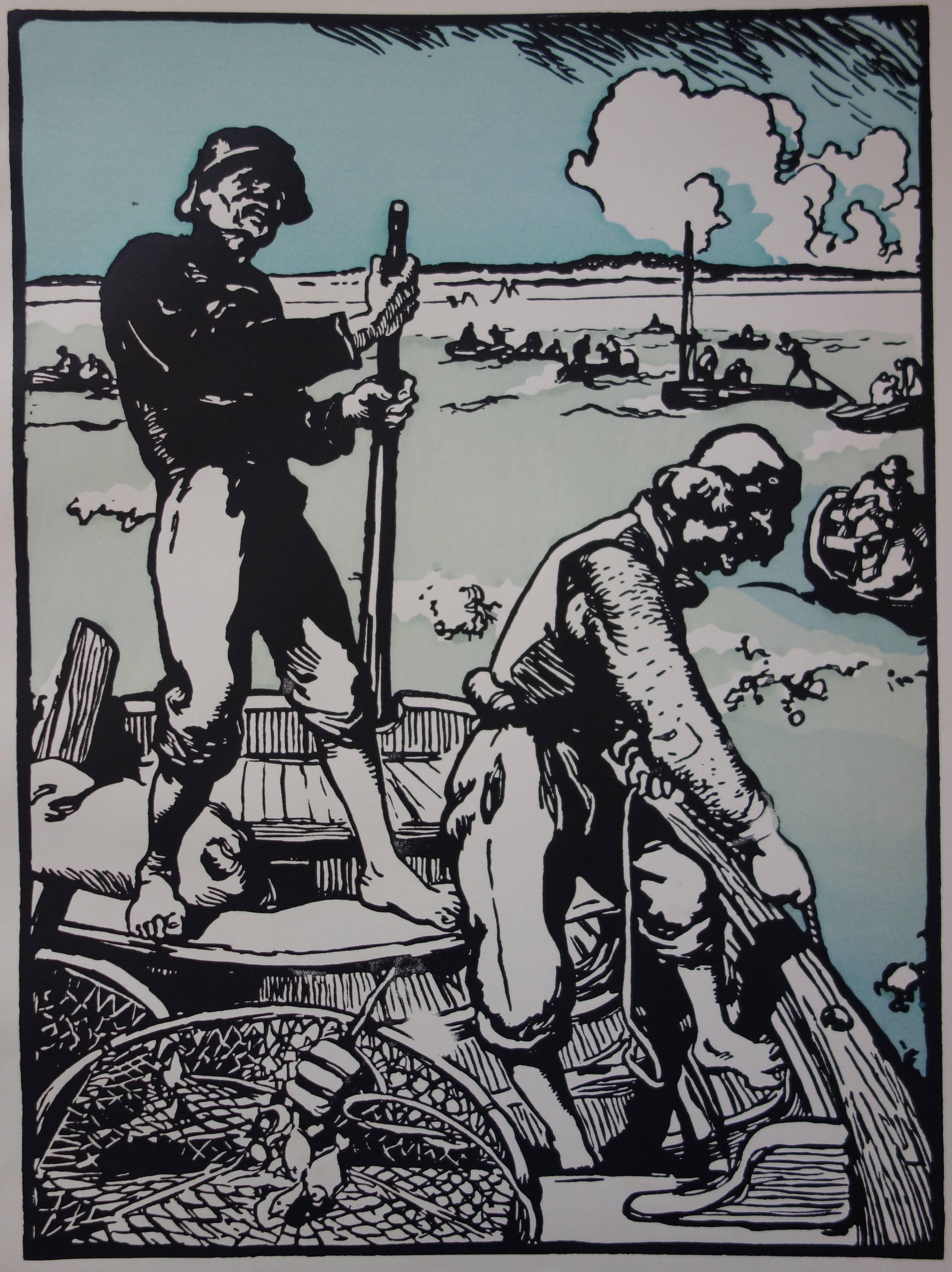 Fishermen - Original lithograph (1897/98) - Print by Auguste Louis Lepère