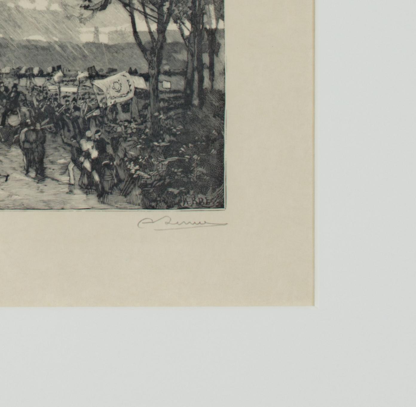 'Hyde Park' original woodcut engraving signed by Auguste Louis Lepère For Sale 1