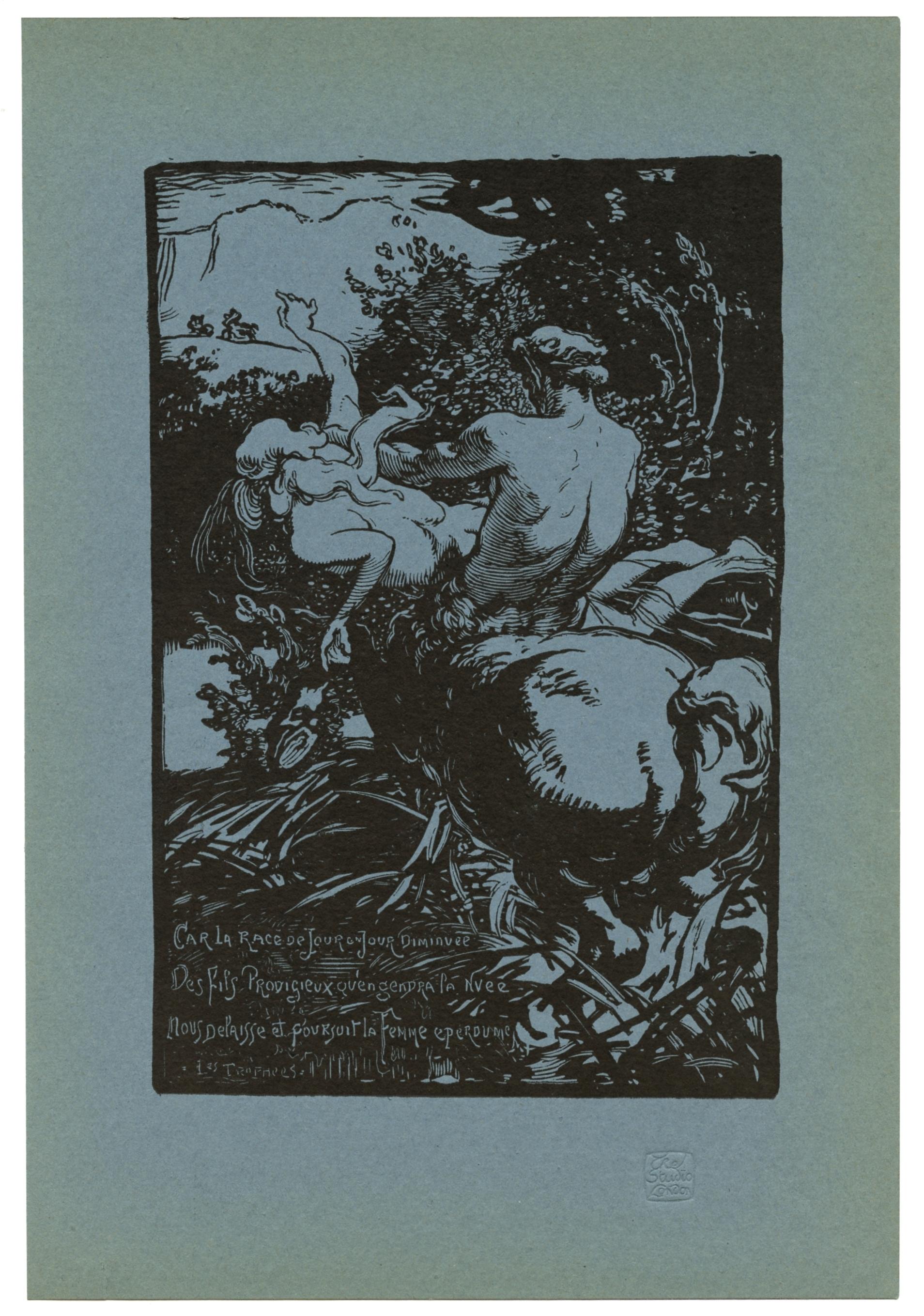 Auguste Louis Lepère Figurative Print - "Le centaure" original woodcut