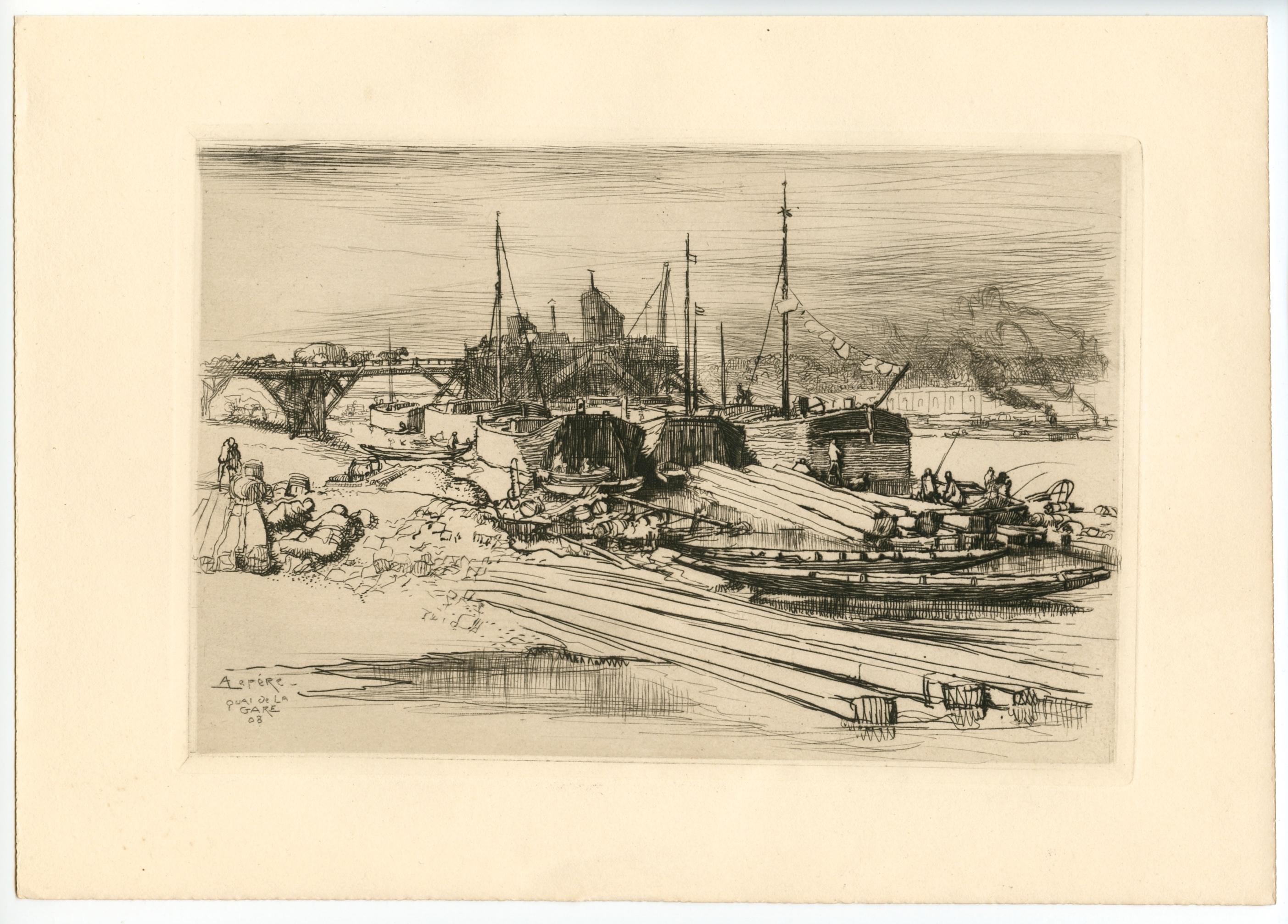 "Quai de la Gare: Decharge Publique" original etching - Print by Auguste Louis Lepère