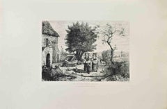 Cour de Ferme à Marzy - Acquaforte di Auguste Mathieu - 1870