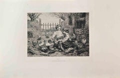Repos - Acquaforte di Auguste Mathieu - Anni '60 del XIX secolo