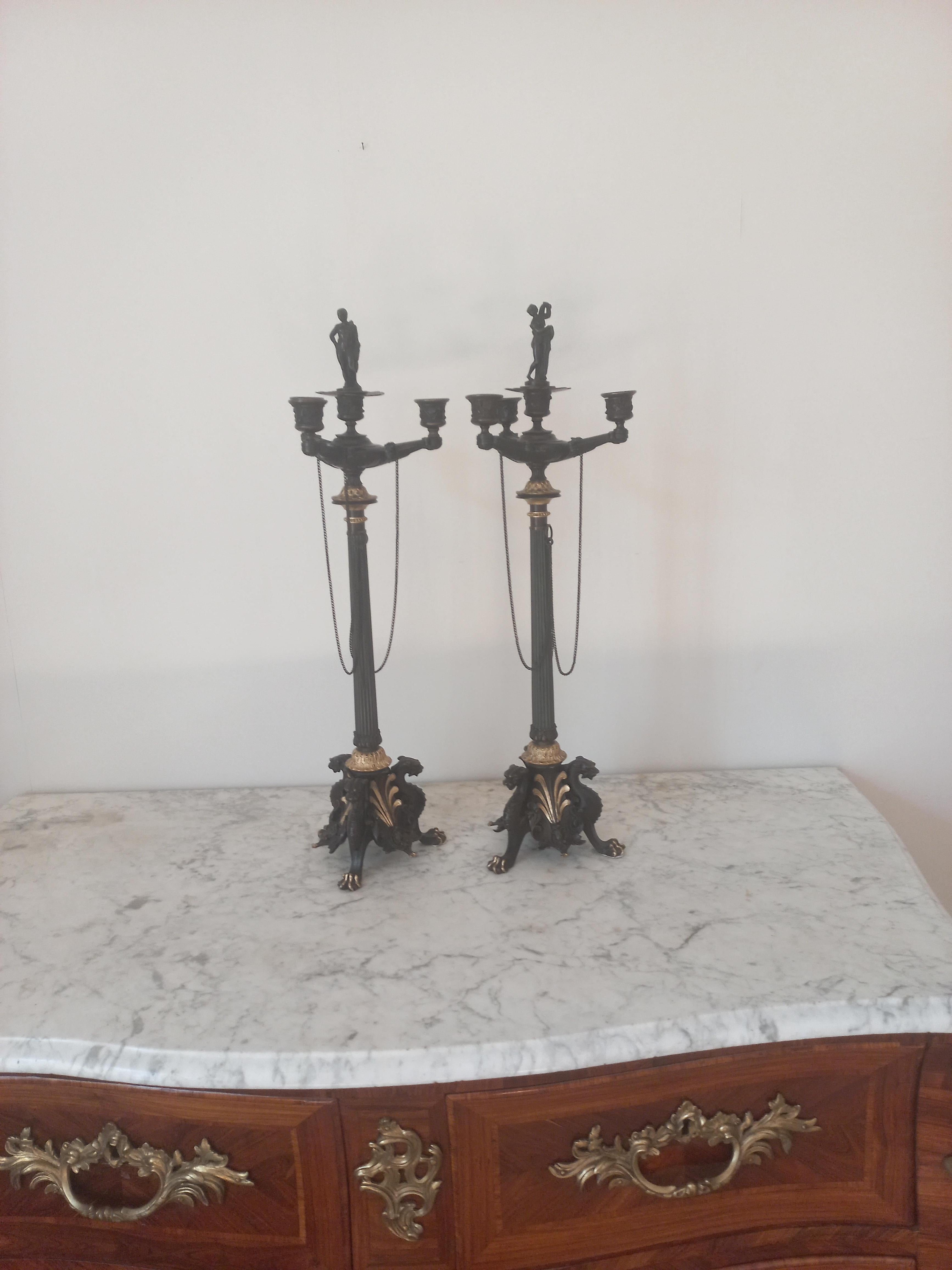 Auguste-maximilien Delafontaine Large Pair Of Candelabra In Bronze 10