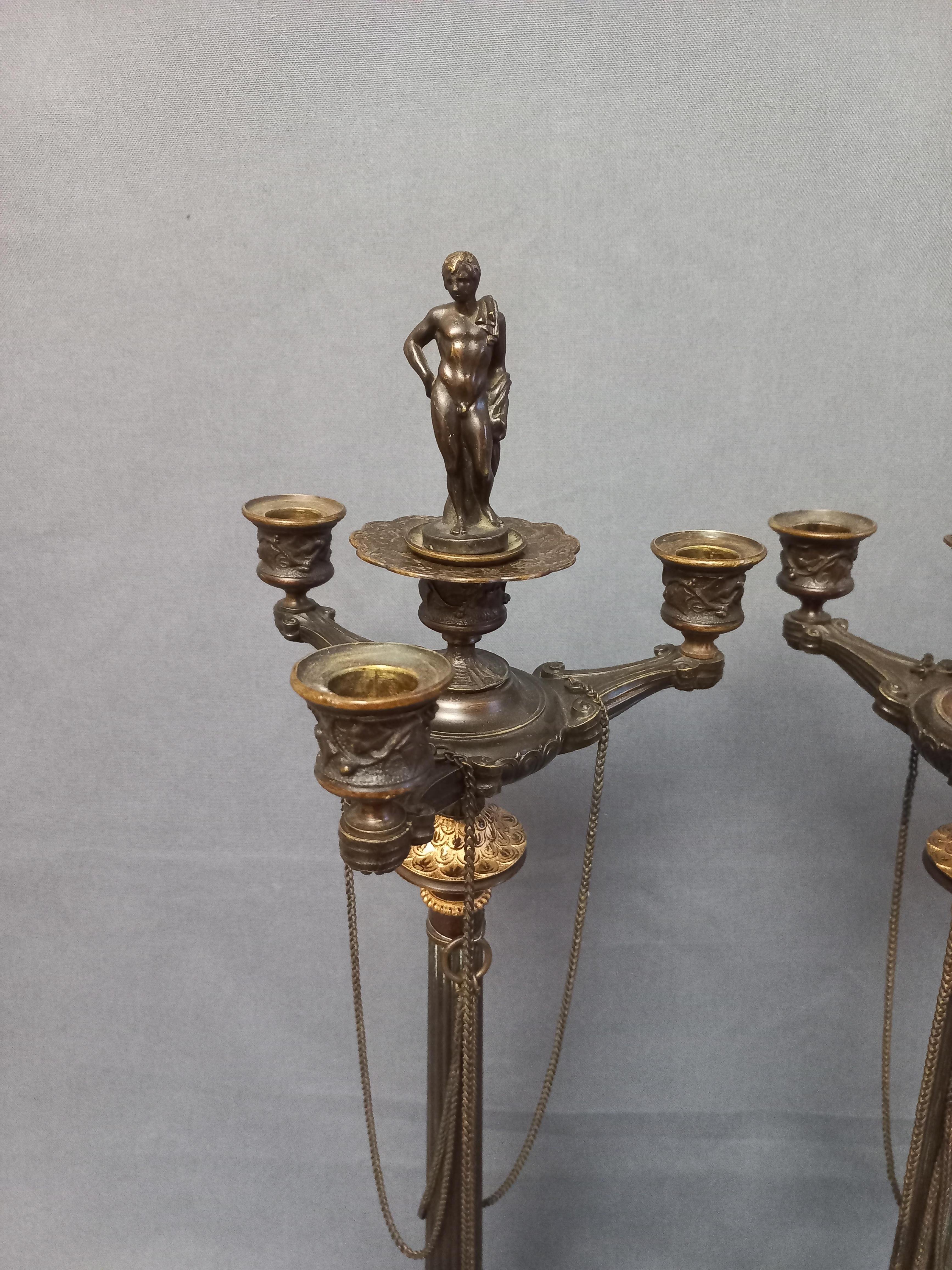 Auguste-maximilien Delafontaine Large Pair Of Candelabra In Bronze 12