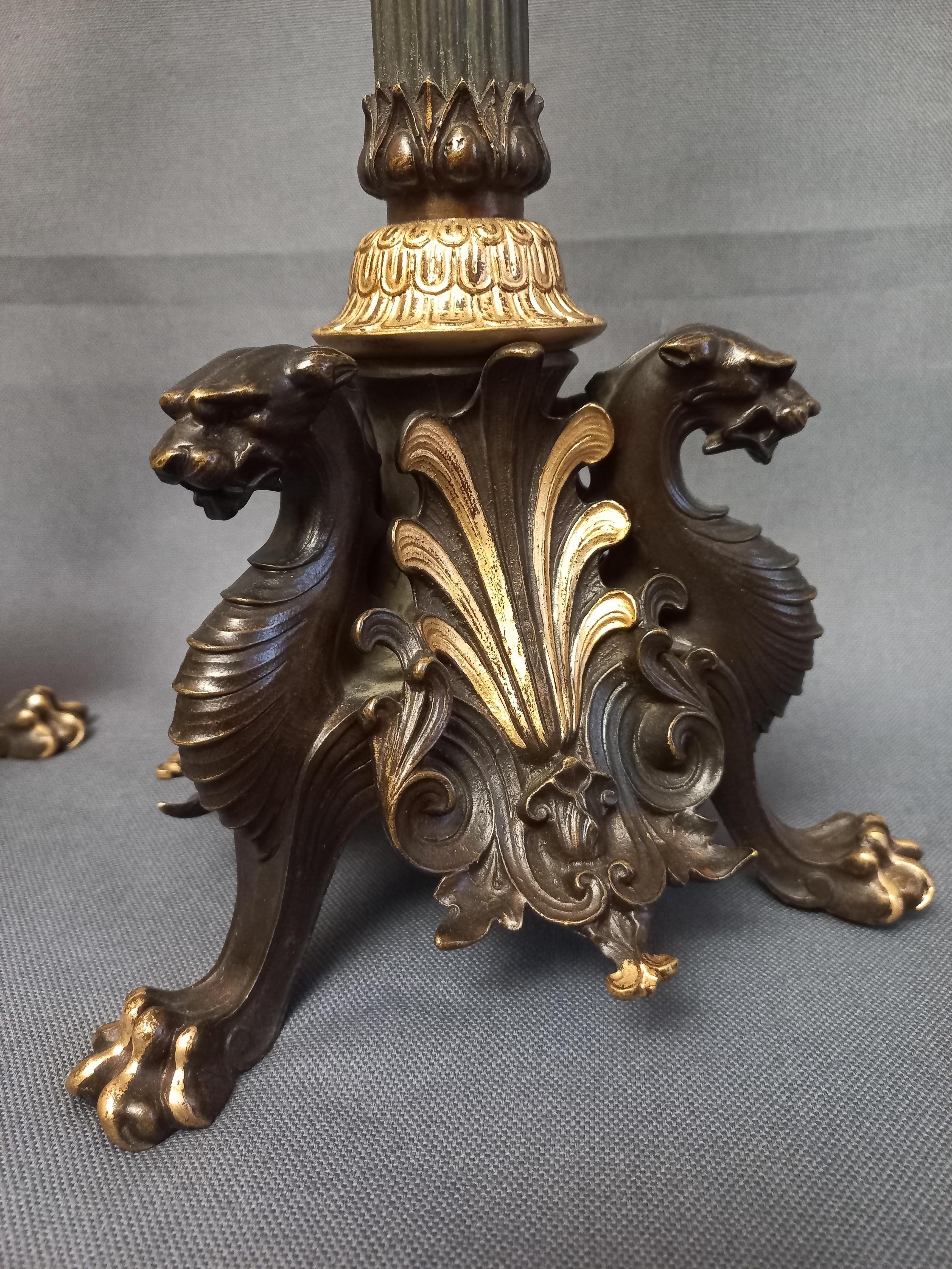 French Auguste-maximilien Delafontaine Large Pair Of Candelabra In Bronze