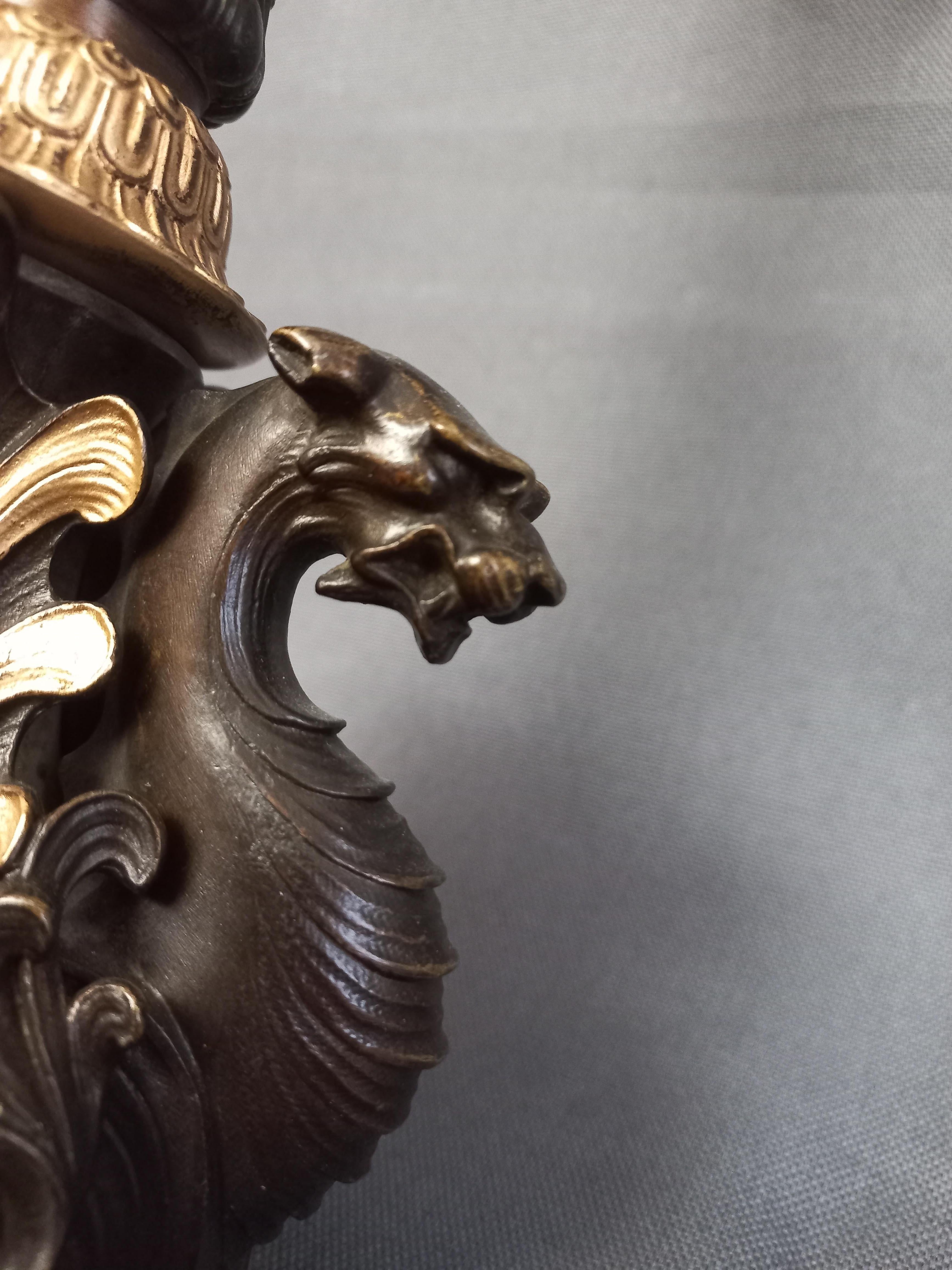 Auguste-maximilien Delafontaine Large Pair Of Candelabra In Bronze In Excellent Condition In CHALON-SUR-SAÔNE, FR