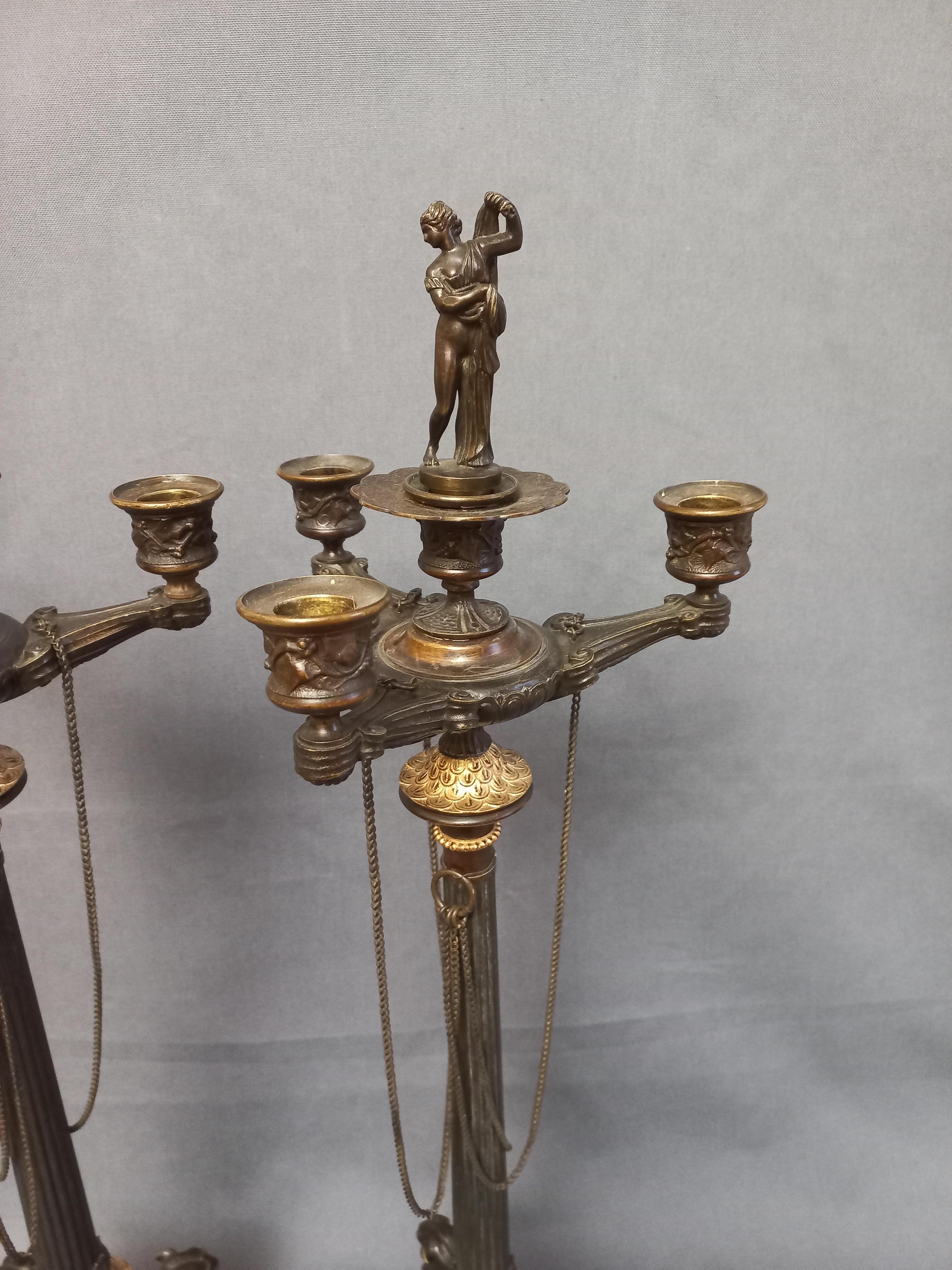 19th Century Auguste-maximilien Delafontaine Large Pair Of Candelabra In Bronze