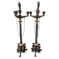 Auguste-maximilien Delafontaine Large Pair Of Candelabra In Bronze