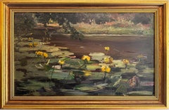 Antique French Impressionist Signed Lilly Pad Framed Original Painting