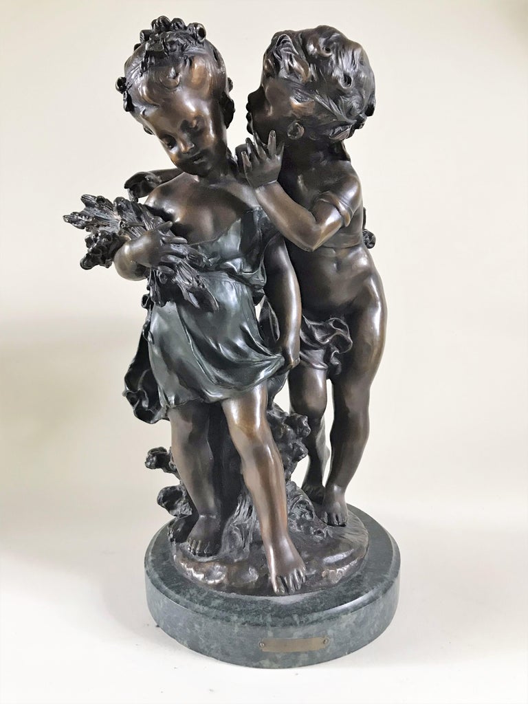Title: 			Whispering Children
Medium: 		Bronze Sculpture
Measurements: 	18