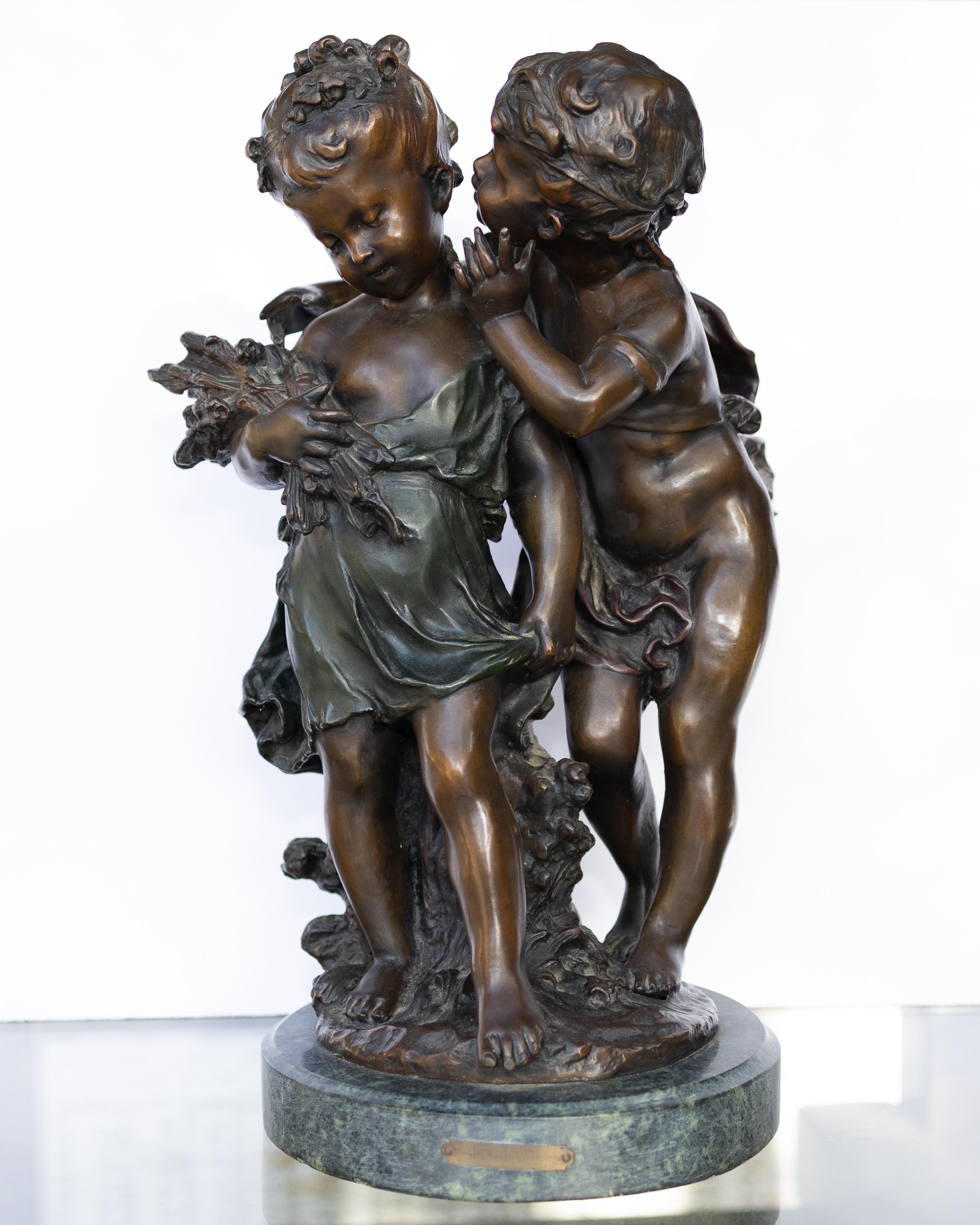 Auguste Moreau Still-Life Sculpture - Whispering Children