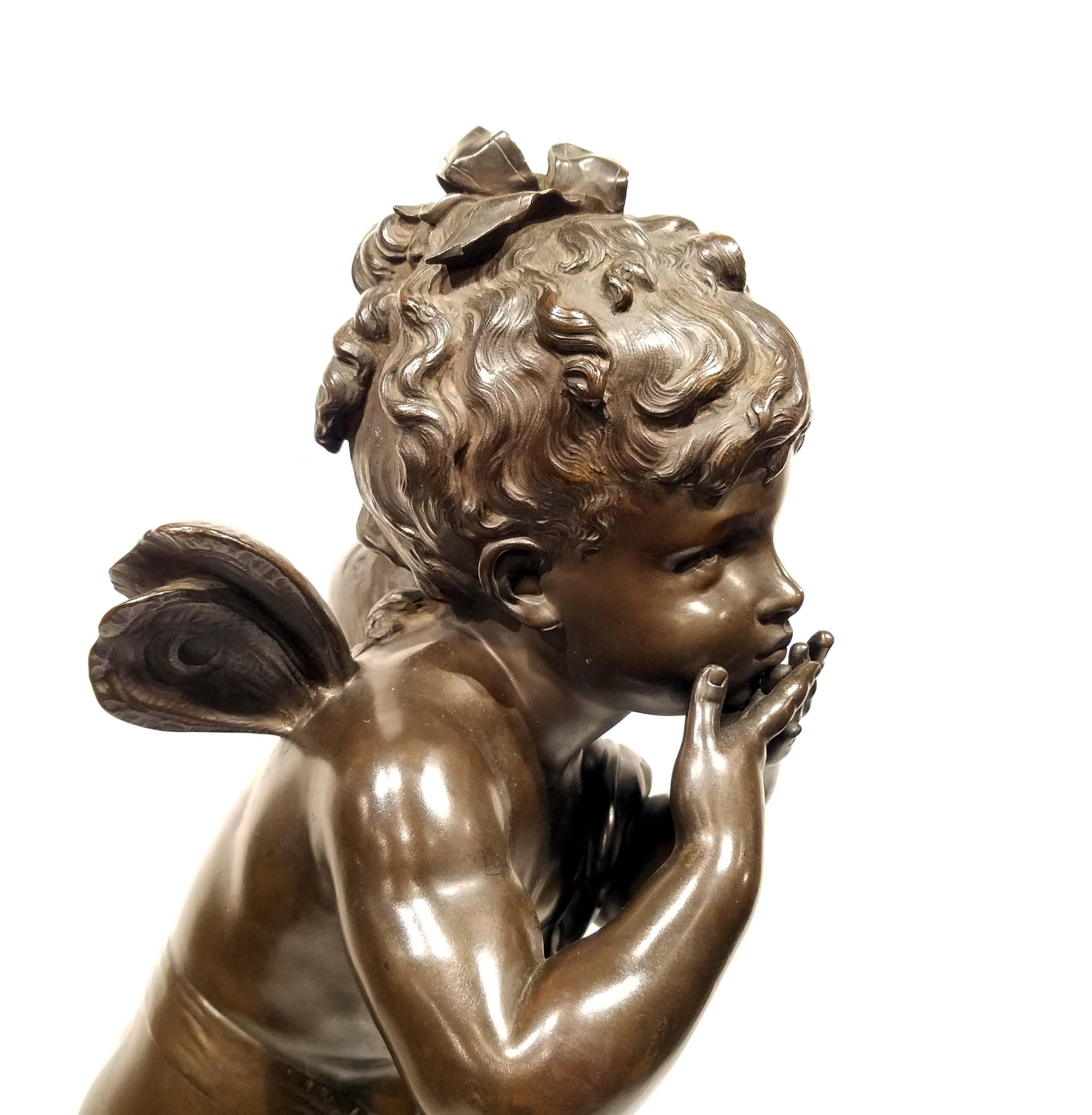 Belle Époque Auguste Moreau Bronze Sculpture, The Kiss