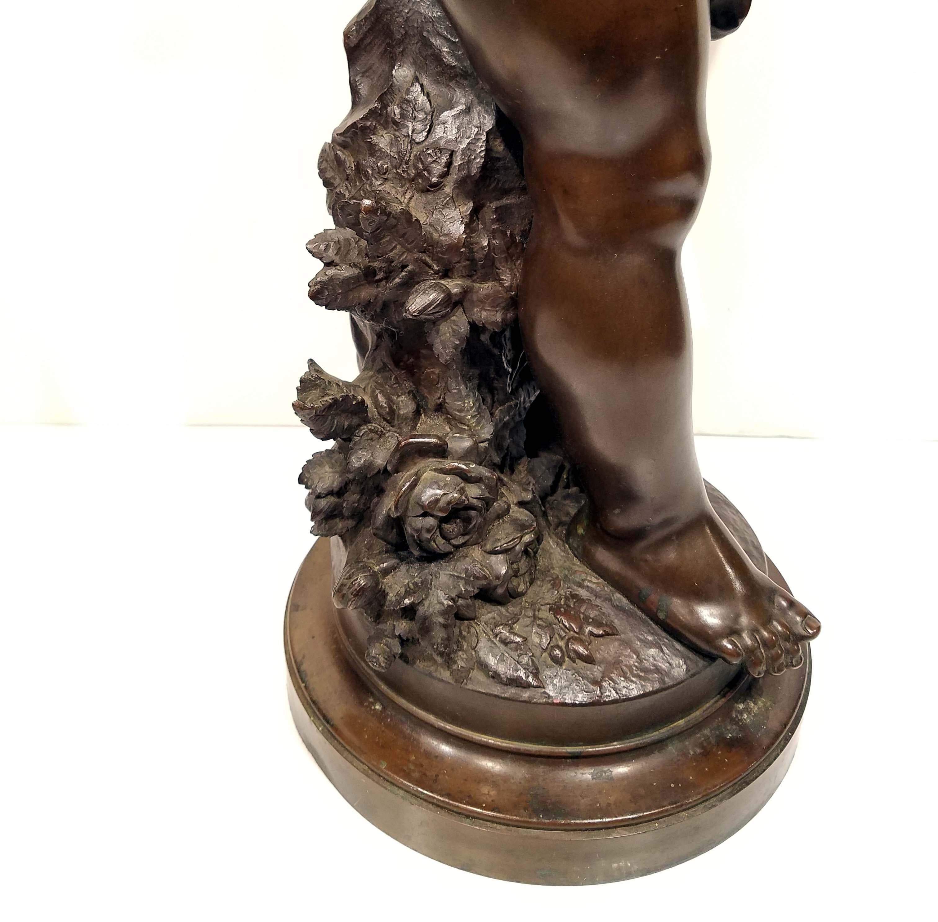 Patinated Auguste Moreau Bronze Sculpture, The Kiss