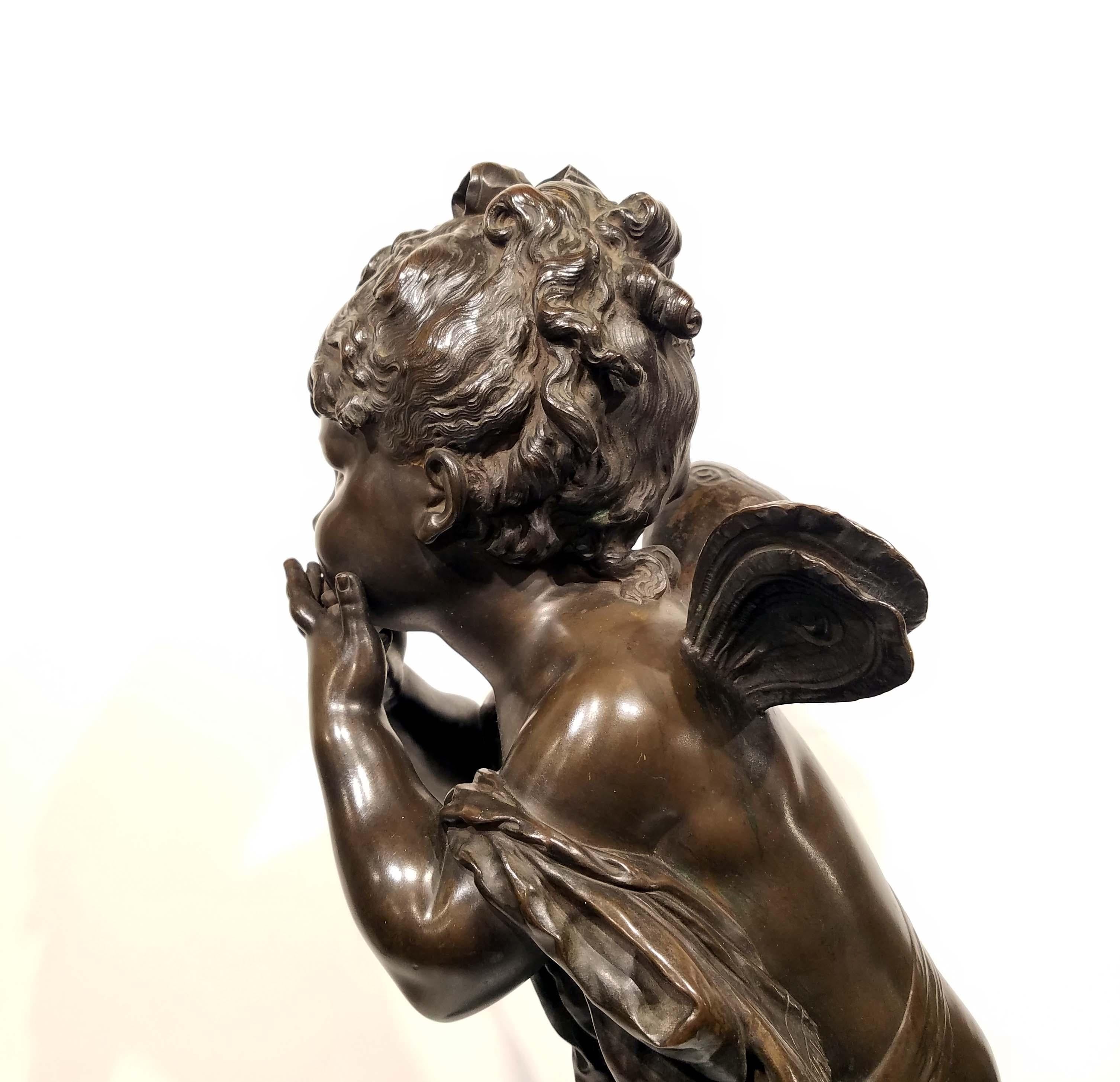 Auguste Moreau Bronze Sculpture, The Kiss In Good Condition In New York, NY
