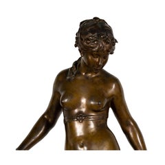 Auguste Moreau (1834-1917) Fine French 19th-20th Century Figure of a Nude Maiden
