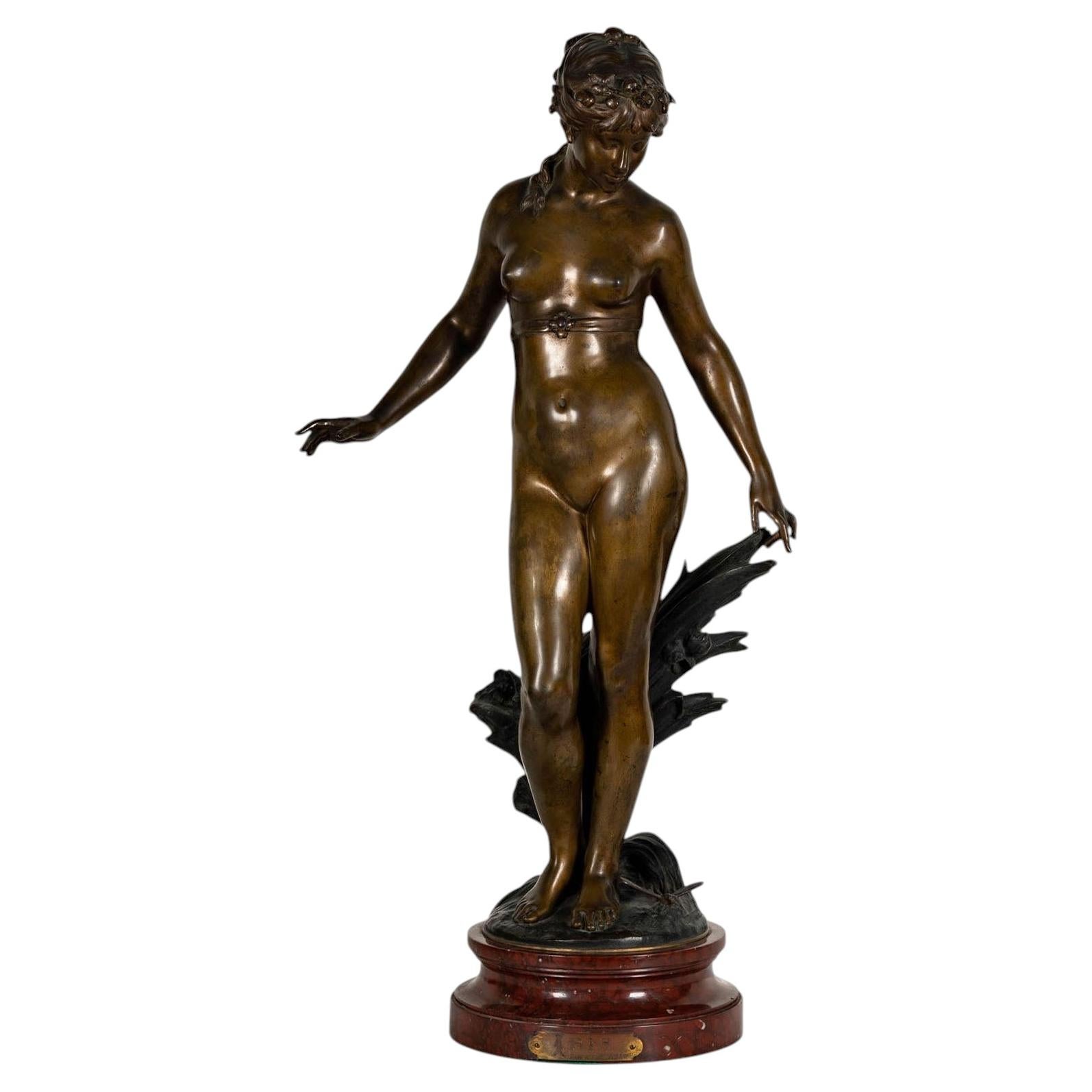 Auguste Moreau (1834-1917) Fine French 19th-20th Century Figure of a Nude Maiden