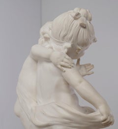Auguste MOREAU (1834-1917) 'Two Children' mounted on alabaster base