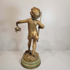 Auguste Moreau '1855-1919', Gilt Bronze of Figure Fishing