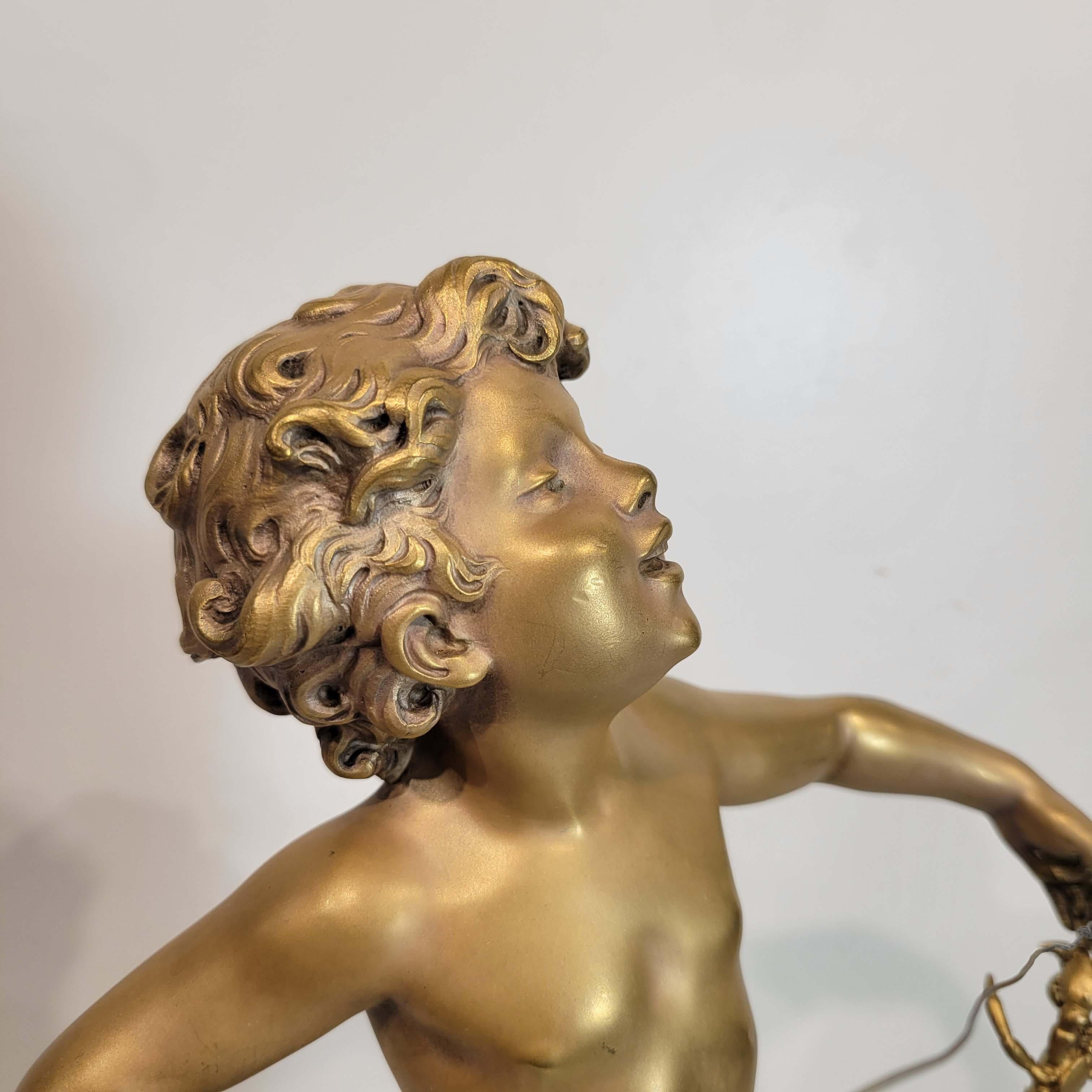 French Auguste Moreau '1855-1919', Gilt Bronze of Figure Fishing