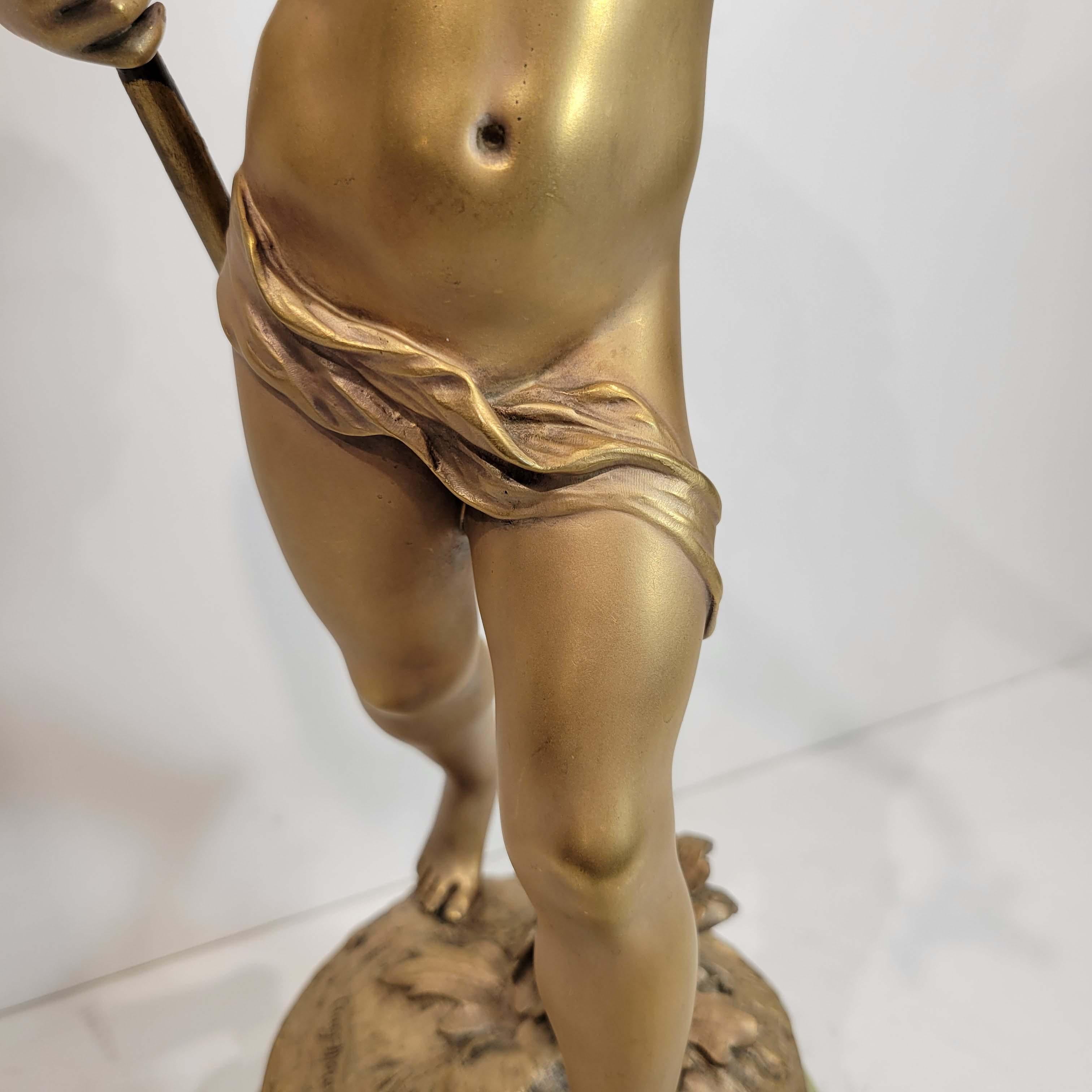 Early 20th Century Auguste Moreau '1855-1919', Gilt Bronze of Figure Fishing