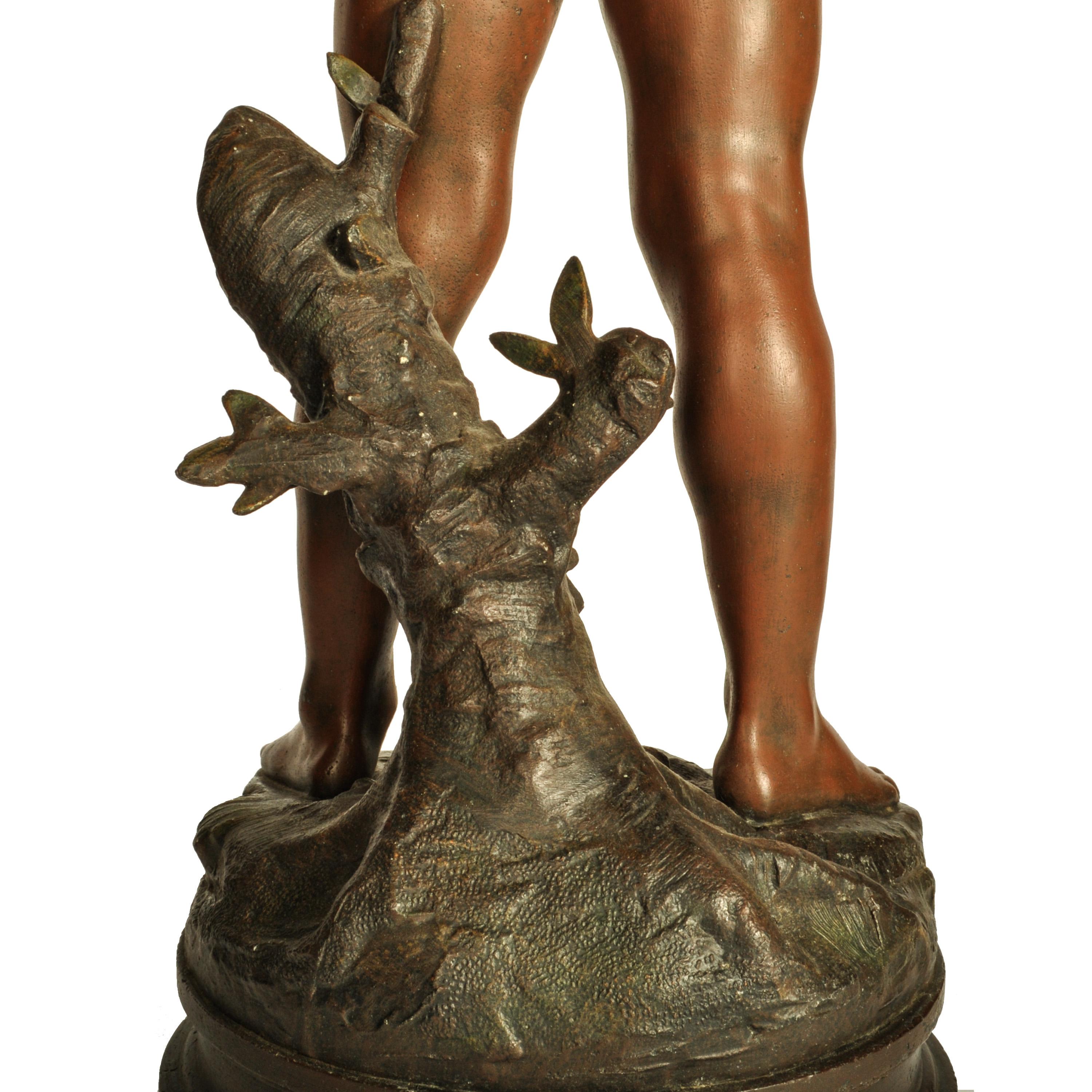 Antique Large French Bronze Spelter Statue Sculpture Figura de Pan 