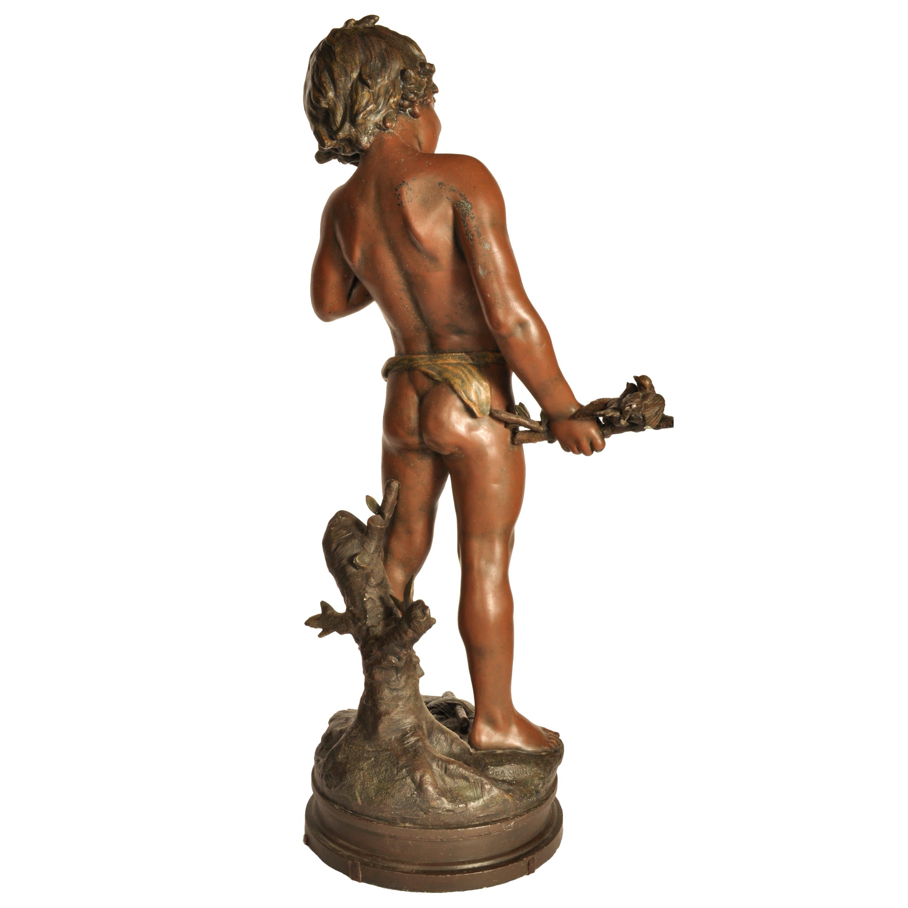 Antique Large French Bronze Spelter Statue Sculpture Figura de Pan 