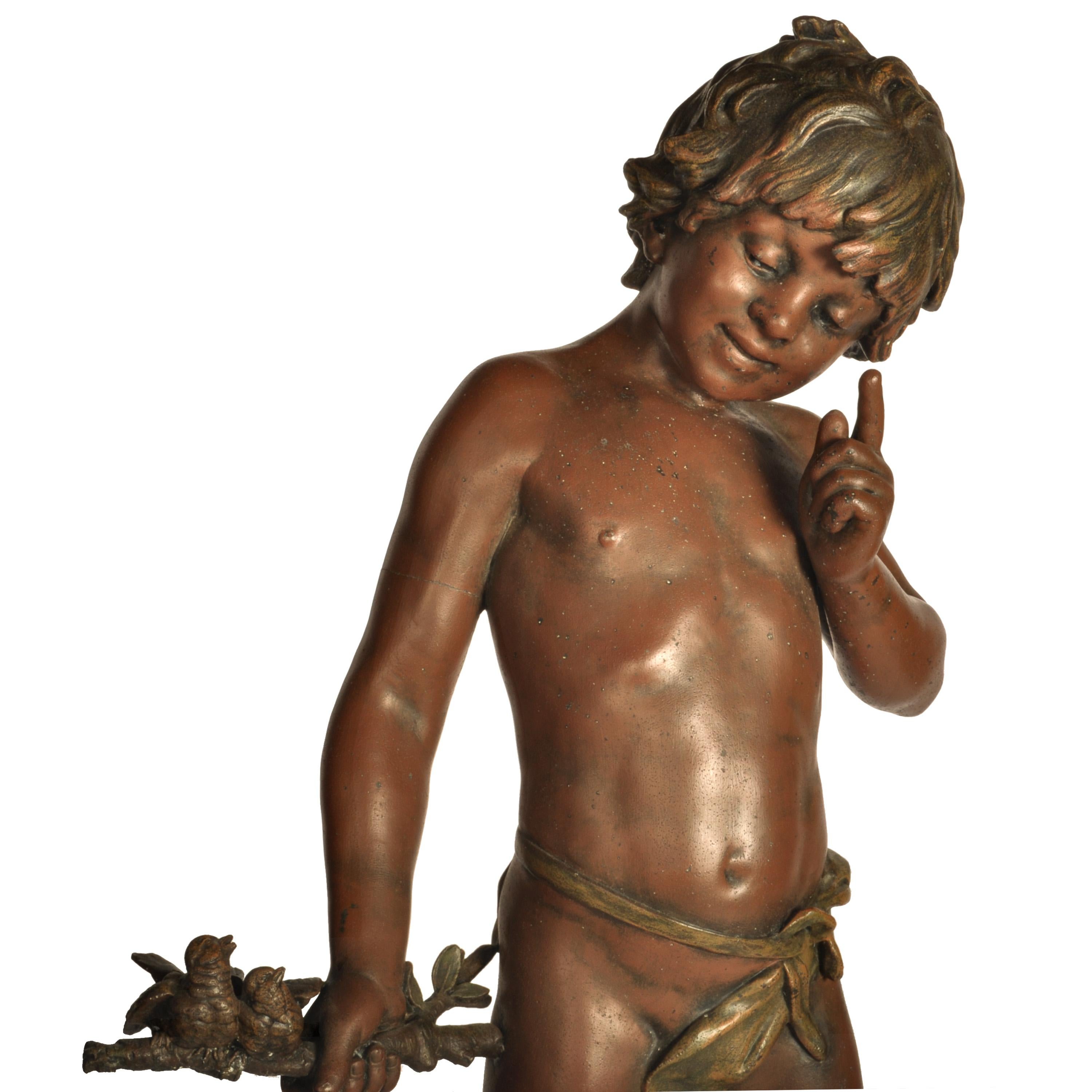 Antique Large French Bronze Spelter Statue Sculpture Figura de Pan 