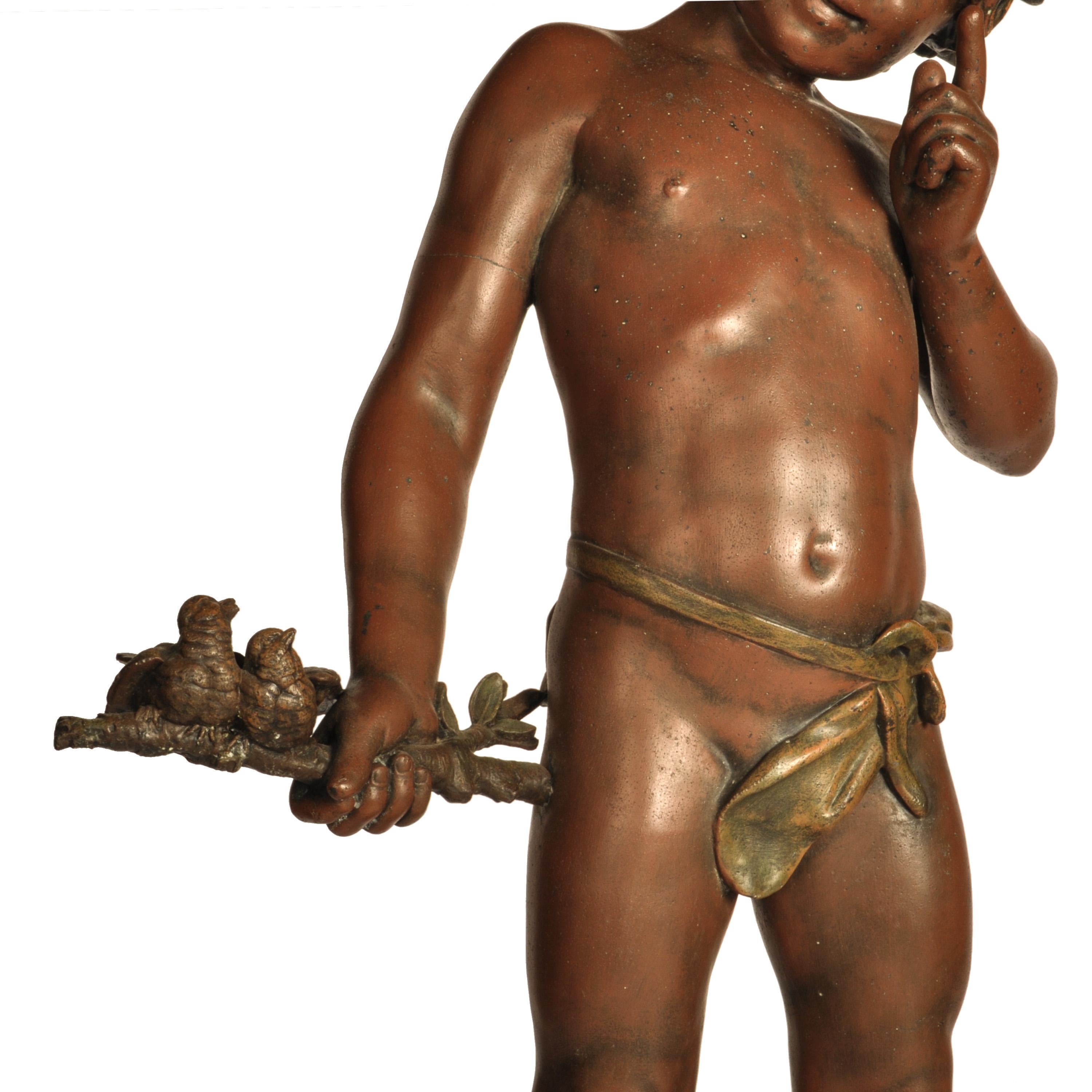 Antique Large French Bronze Spelter Statue Sculpture Figura de Pan 