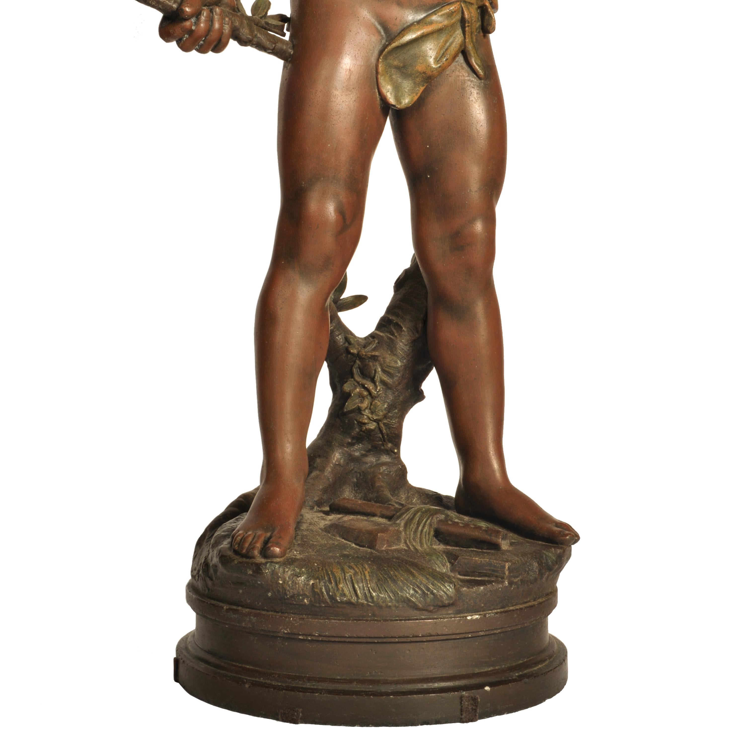 Antique Large French Bronze Spelter Statue Sculpture Figura de Pan 