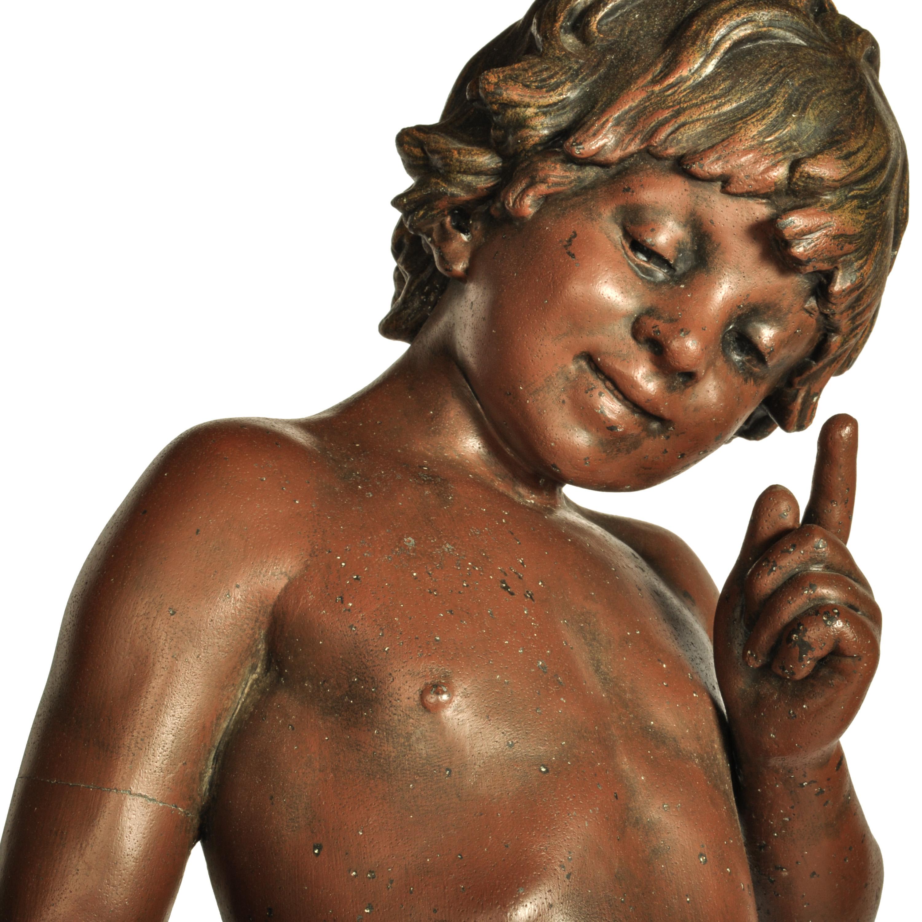 Antique Large French Bronze Spelter Statue Sculpture Figura de Pan 