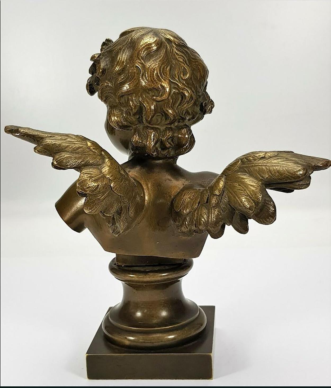 Auguste Moreau Bronze-Engel Putto, Frankreich, 1855-1919 im Zustand „Gut“ im Angebot in Rijssen, NL