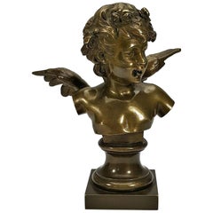 Auguste Moreau Bronze Angel Putto, France, 1855-1919