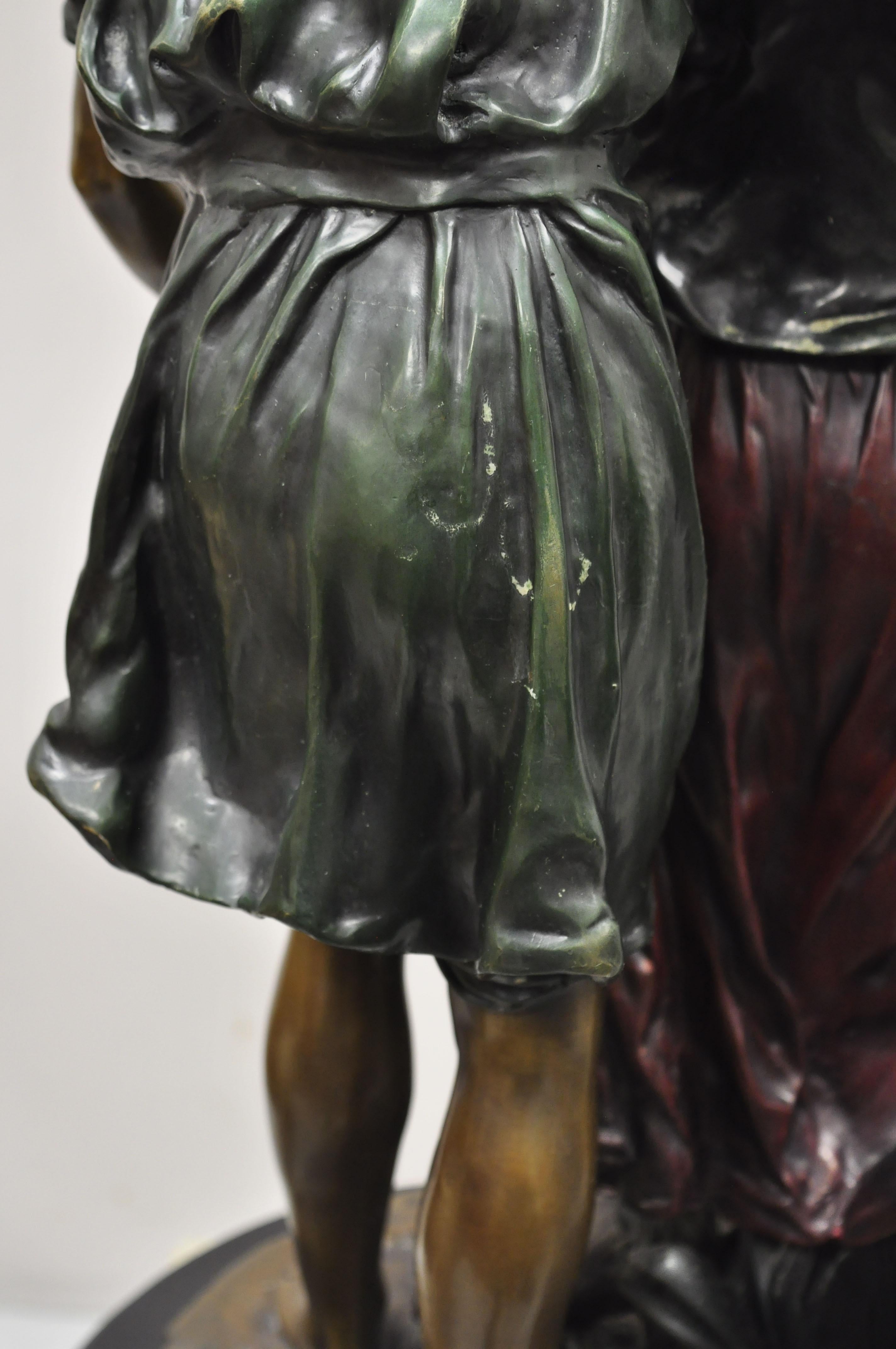 Auguste Moreau Bronze & Marble Male & Female Lovers Sculpture Statue For Sale 1