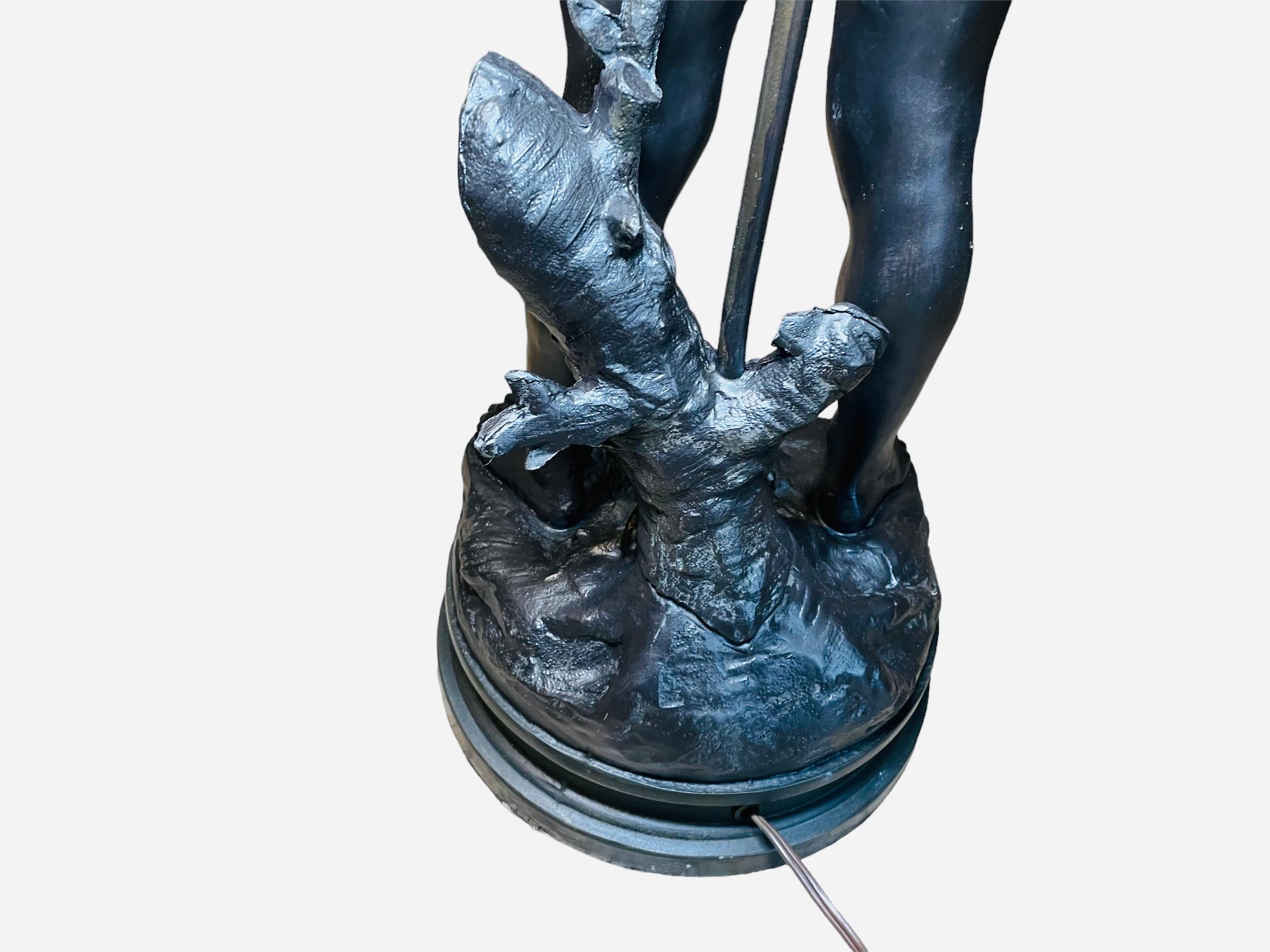 Auguste Moreau “Charmeur” Patinated Metal Sculpture Lamp 3