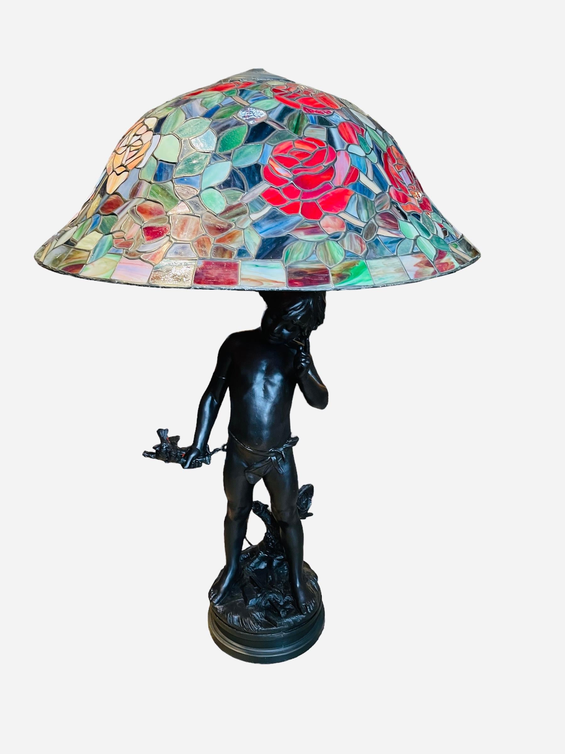 Auguste Moreau “Charmeur” Patinated Metal Sculpture Lamp For Sale at ...