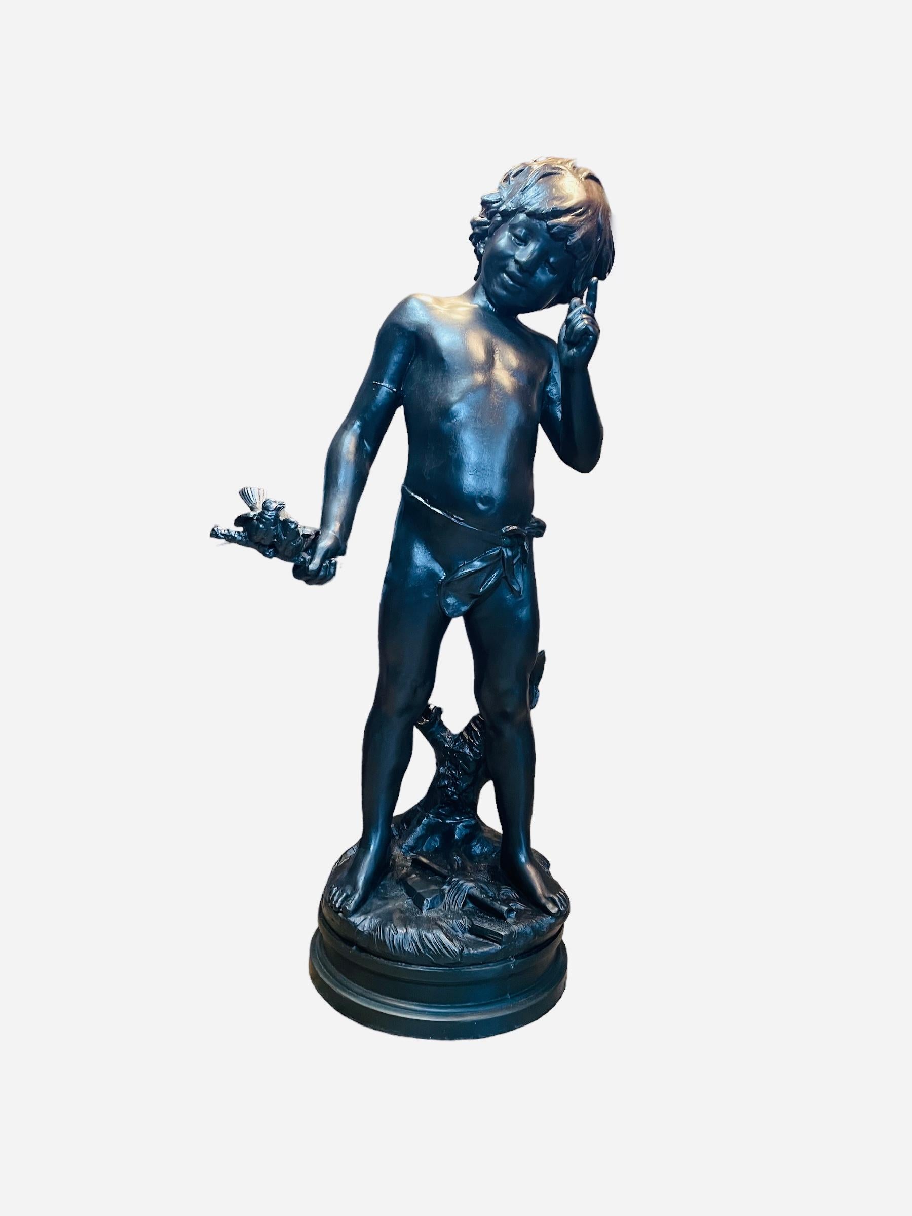 Auguste Moreau “Charmeur” Patinated Metal Sculpture Lamp 5