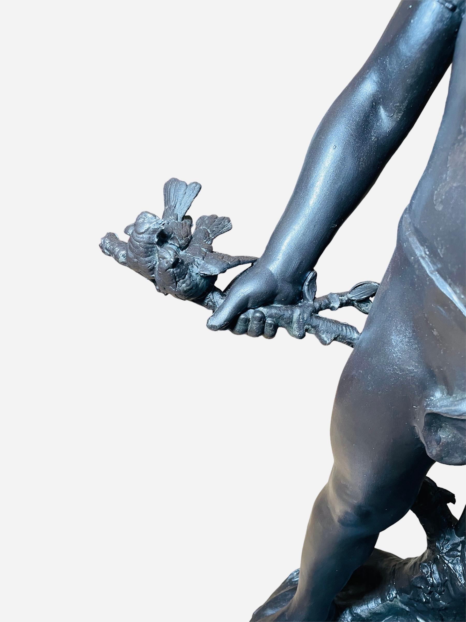 Auguste Moreau “Charmeur” Patinated Metal Sculpture Lamp 8
