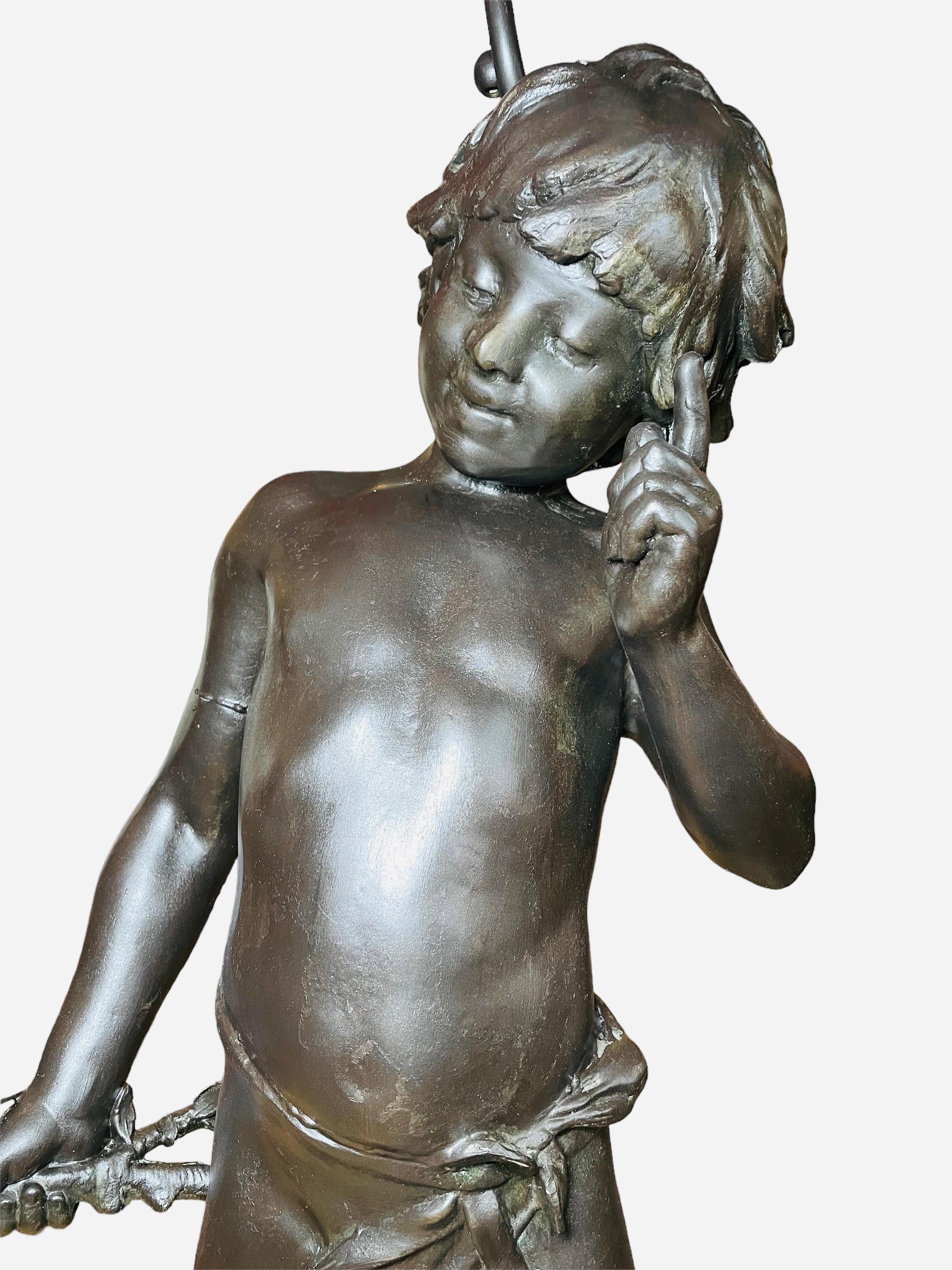 Auguste Moreau “Charmeur” Patinated Metal Sculpture Lamp 10