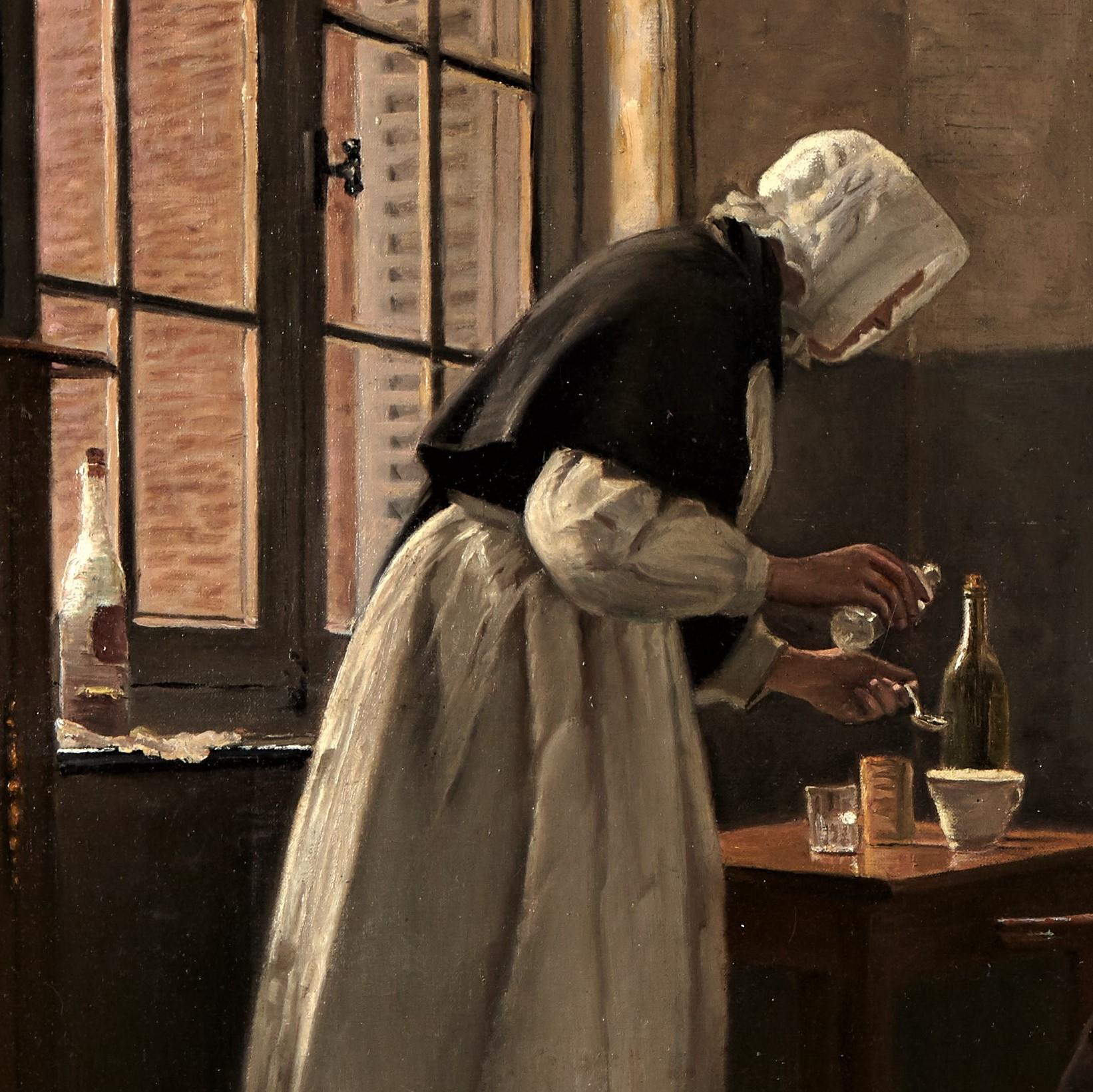 Afternoon tea , 1912 Oil on canvas Auguste Moreau-Deschanvres (1838-1913) For Sale 2