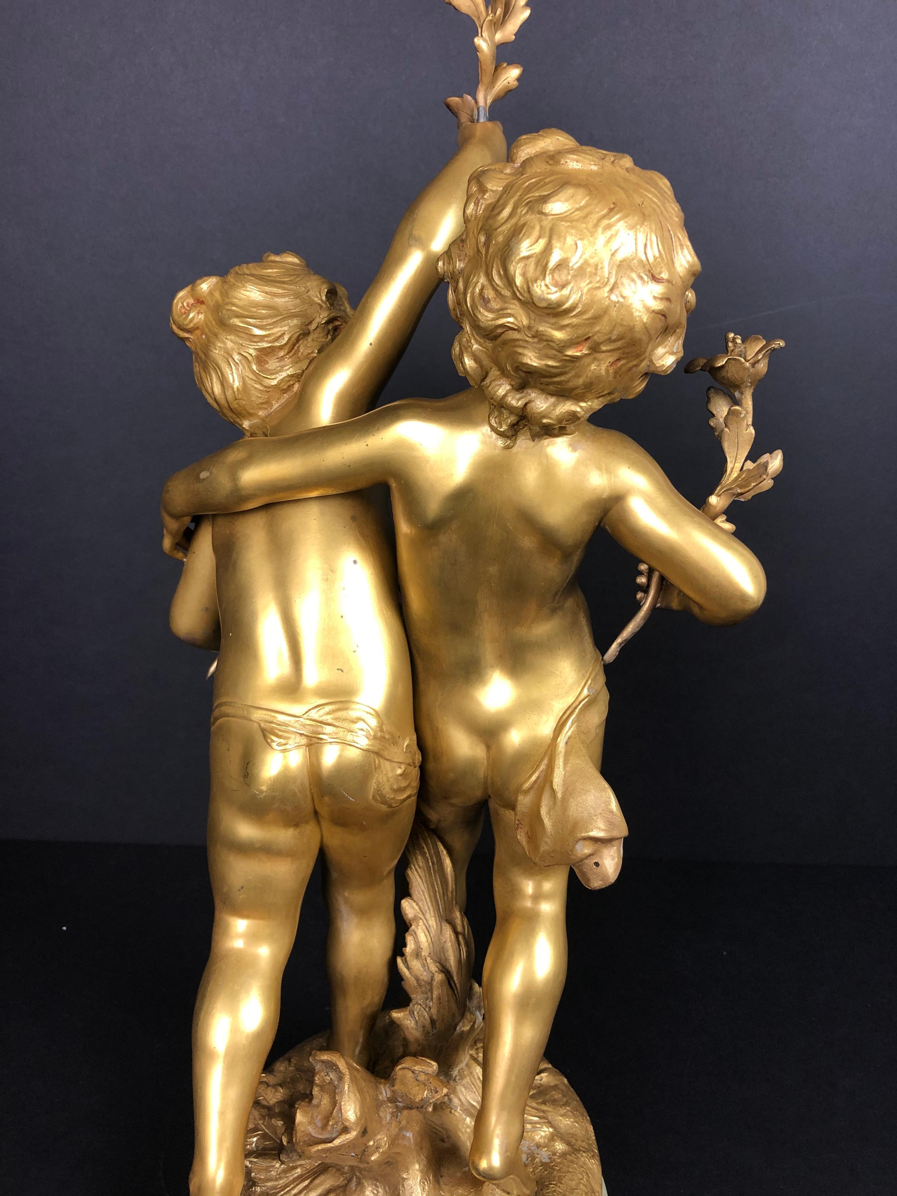 19th Century Auguste Moreau Doré Bronze Figural Group of Children
