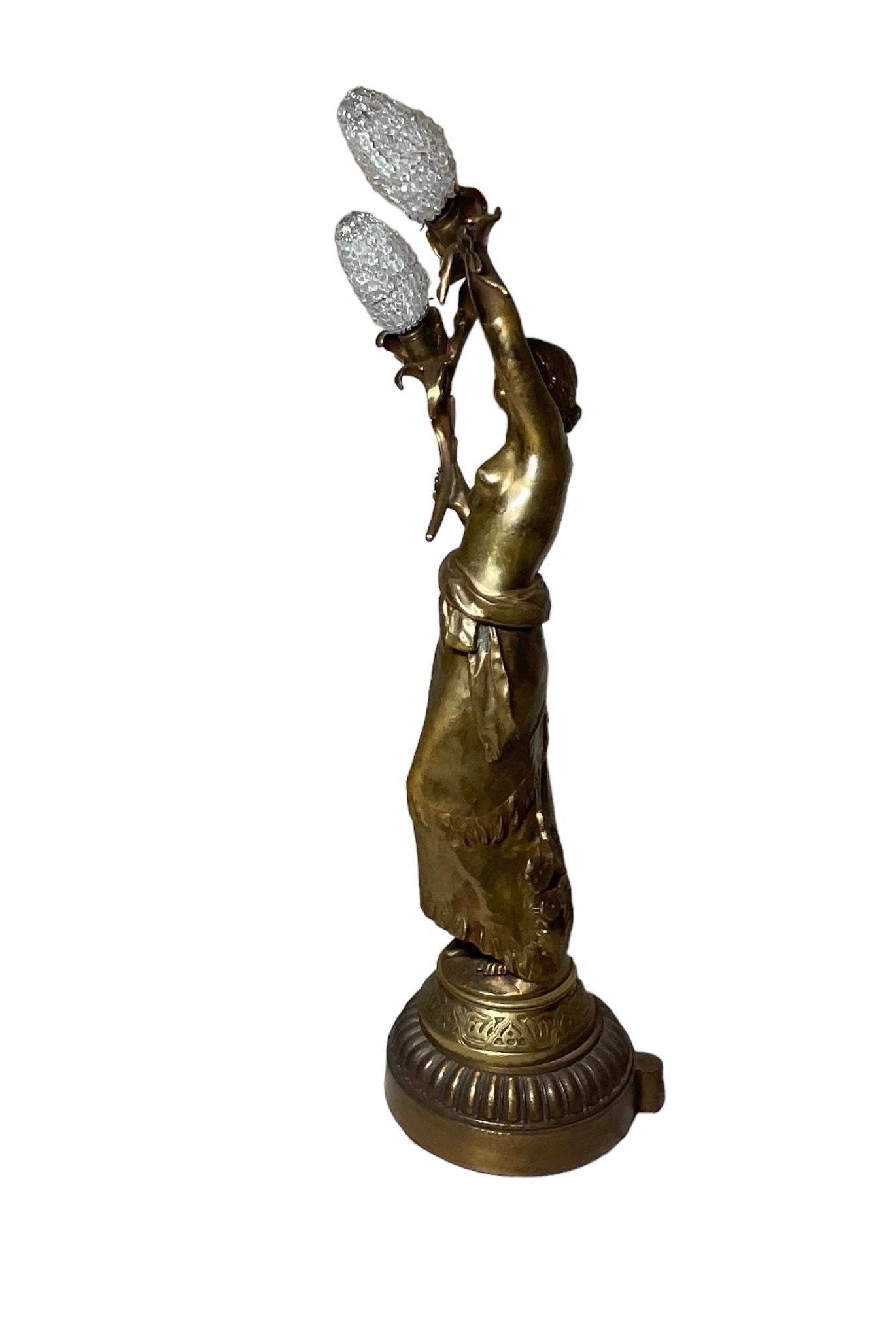 Auguste Moreau Gypsy Sculpture Table Lamp For Sale 2
