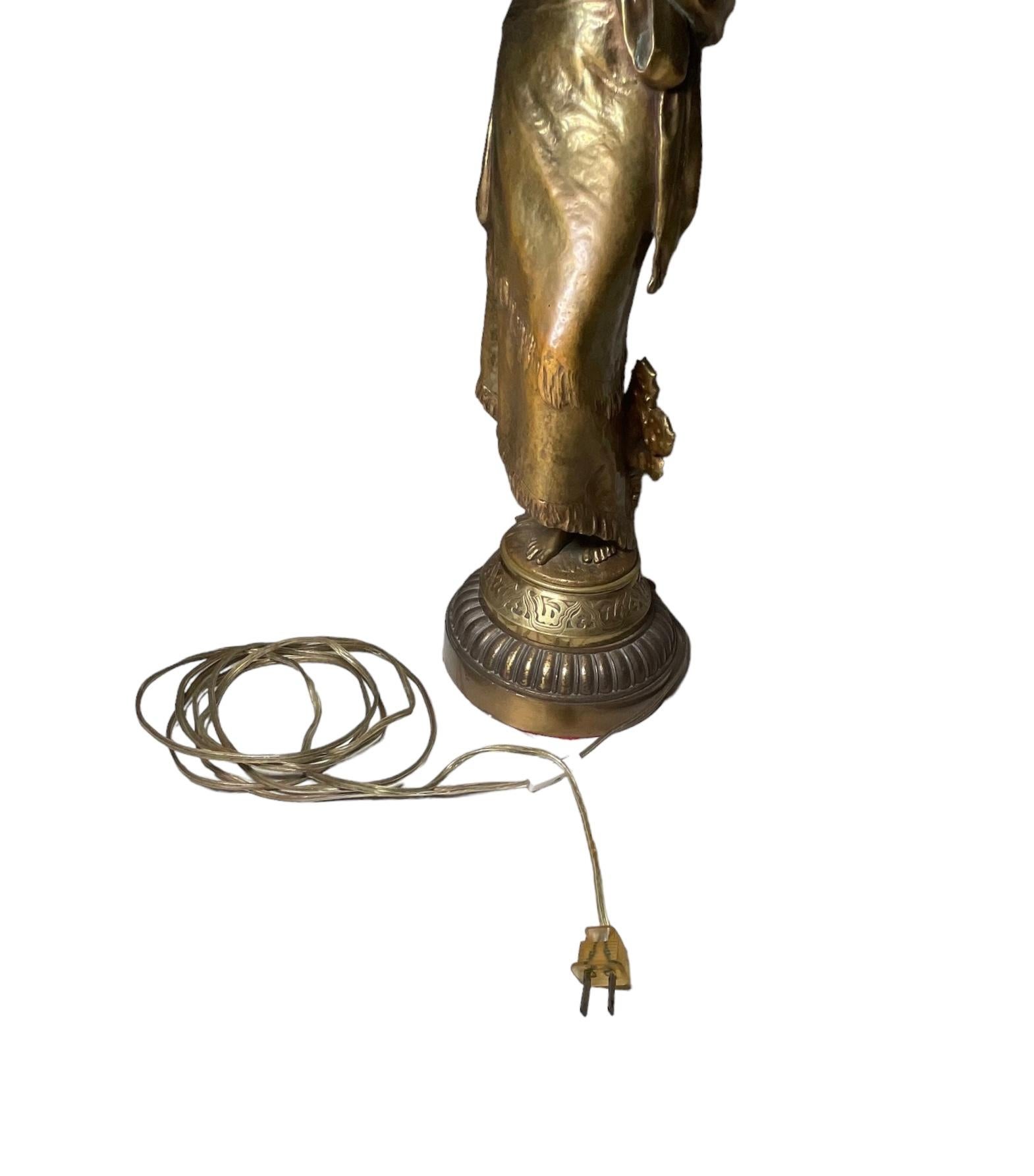 Auguste Moreau Gypsy Sculpture Table Lamp For Sale 2