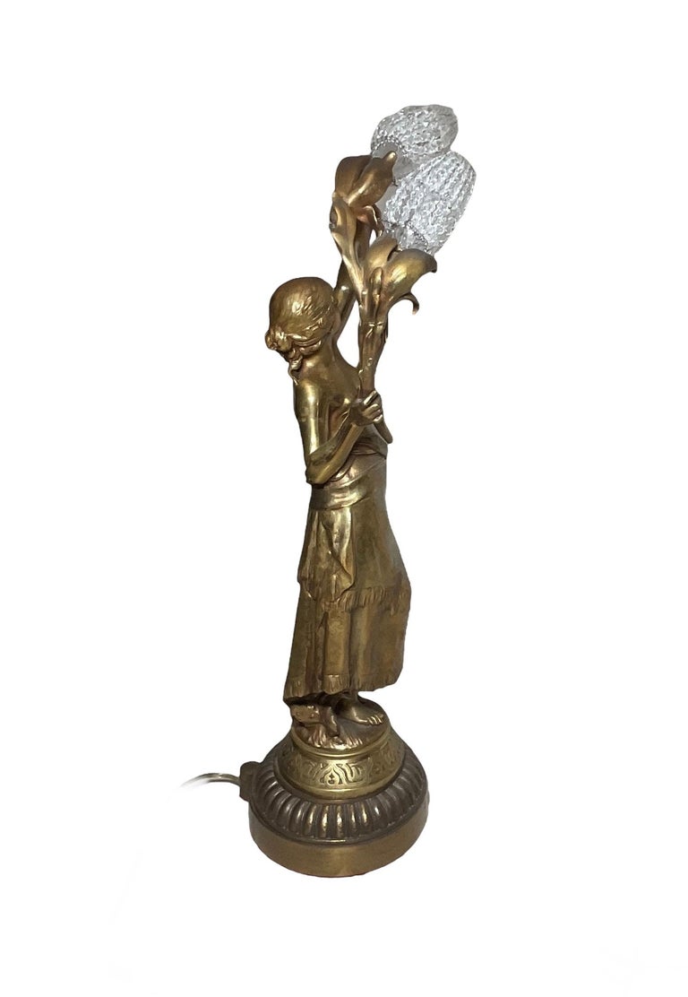 Auguste Moreau Gypsy Sculpture Table Lamp For Sale at 1stDibs